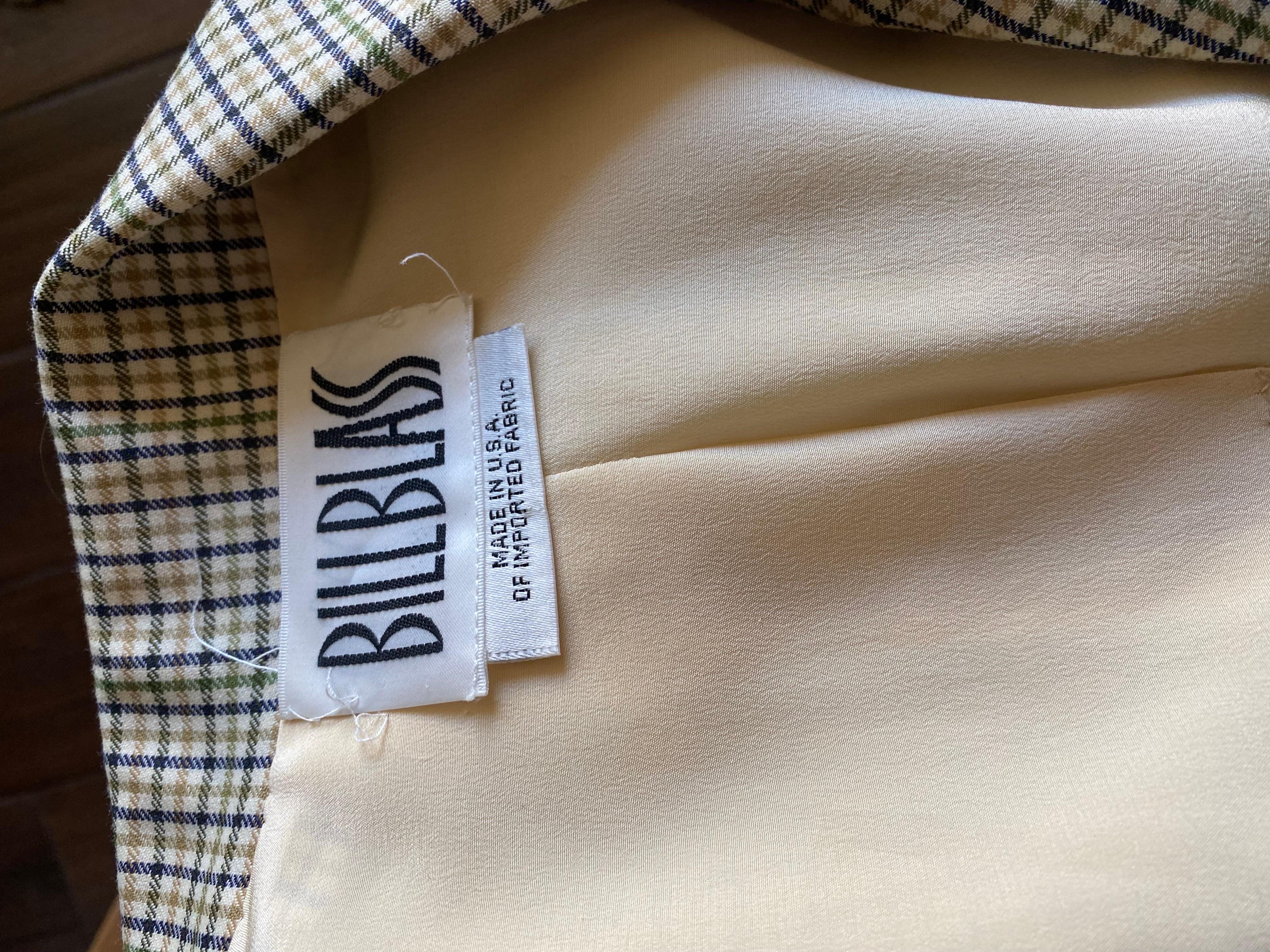 Women's Bill Blass Collection Plaid Skirt Suit Saks Fifth Avenue Size 18 For Sale