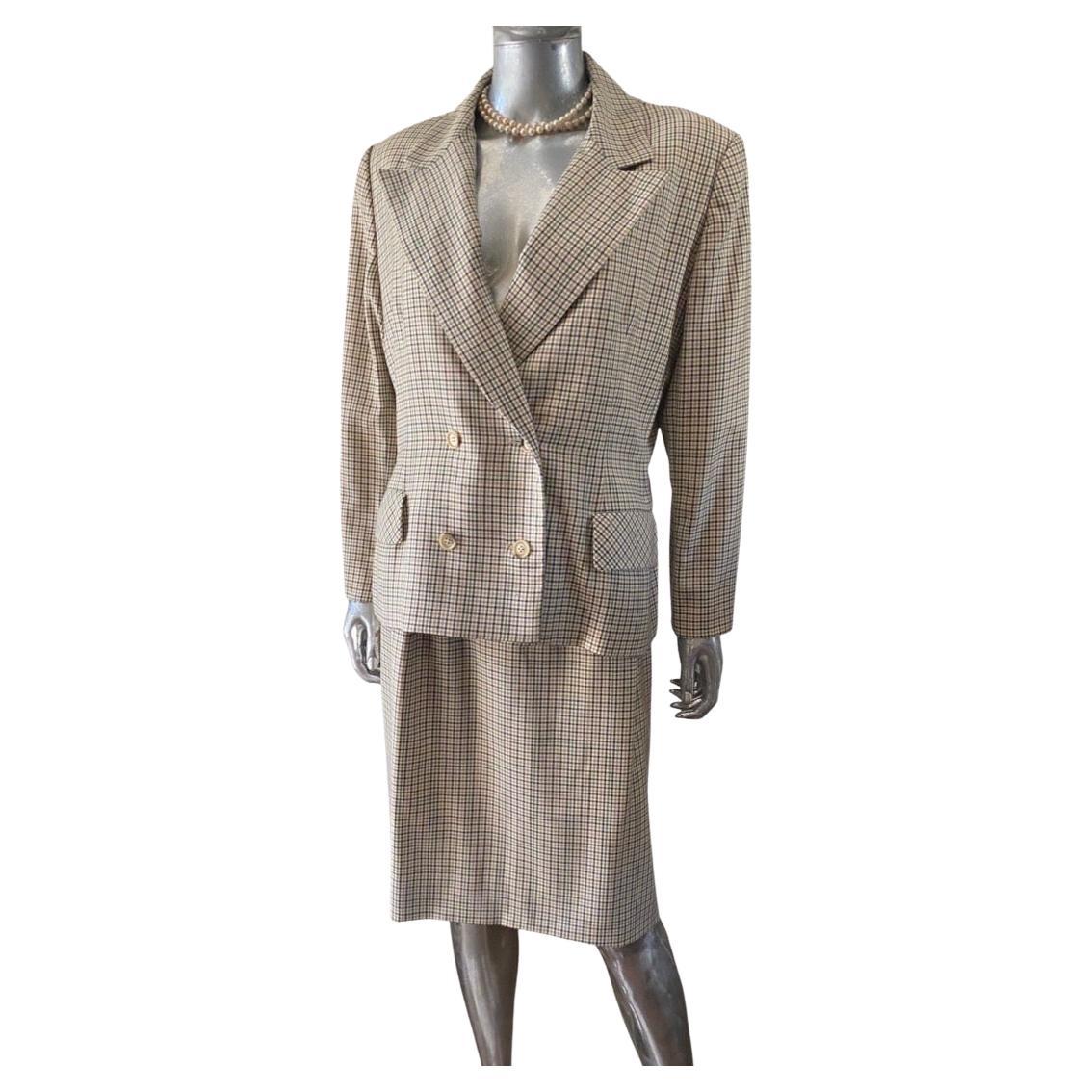 Bill Blass Collection Plaid Skirt Suit Saks Fifth Avenue Size 18 For Sale  at 1stDibs