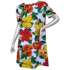 Bill Blass Cotton Floral Print Sheath Dress, circa 1990s