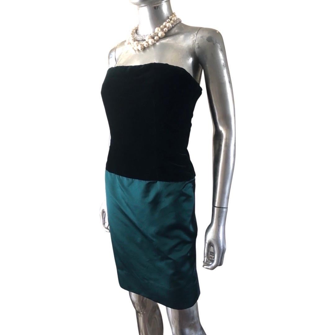 Bill Blass Custom Emerald Cocktail Strapless Dress & Vest for Martha PB Size 8 For Sale 5