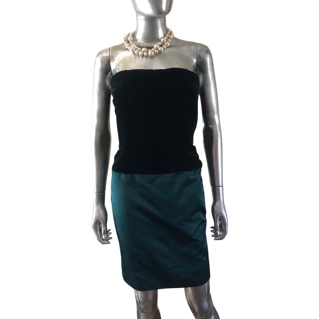 Bill Blass Custom Emerald Cocktail Strapless Dress & Vest for Martha PB Size 8 For Sale 6