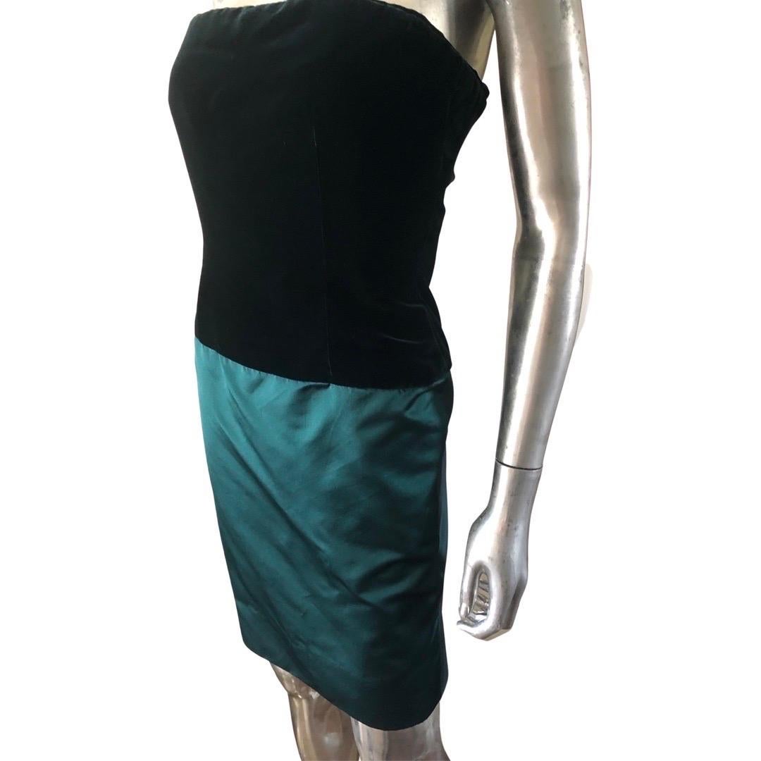 Bill Blass Custom Emerald Cocktail Strapless Dress & Vest for Martha PB Size 8 For Sale 7