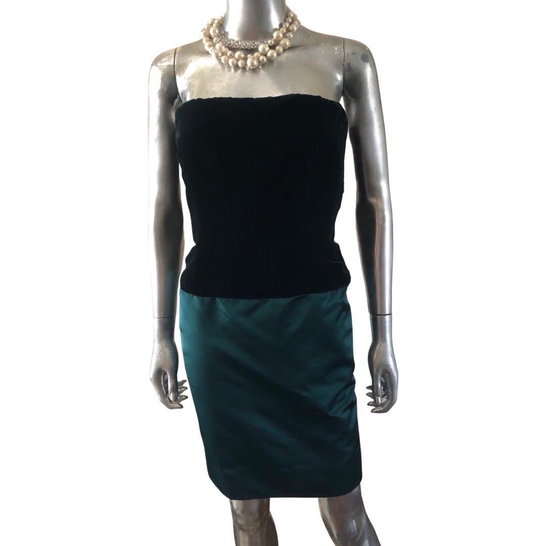 Bill Blass Custom Emerald Cocktail Strapless Dress & Vest for Martha PB Size 8 For Sale 9