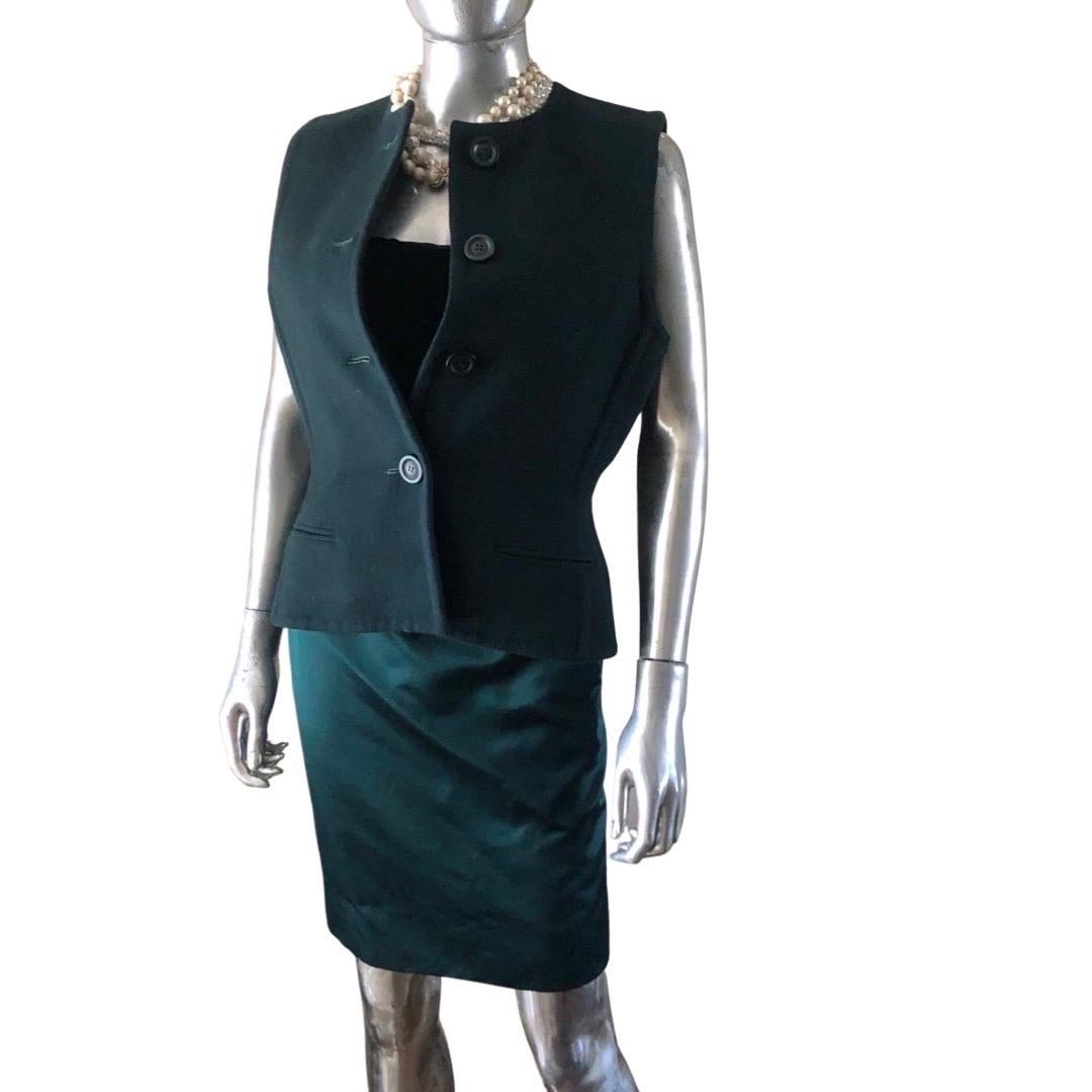 Women's Bill Blass Custom Emerald Cocktail Strapless Dress & Vest for Martha PB Size 8 For Sale