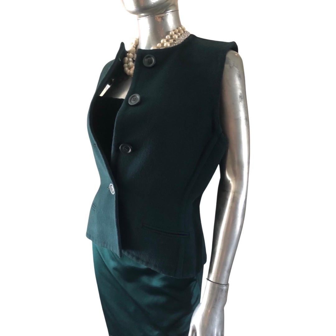Bill Blass Custom Emerald Cocktail Strapless Dress & Vest for Martha PB Size 8 For Sale 1