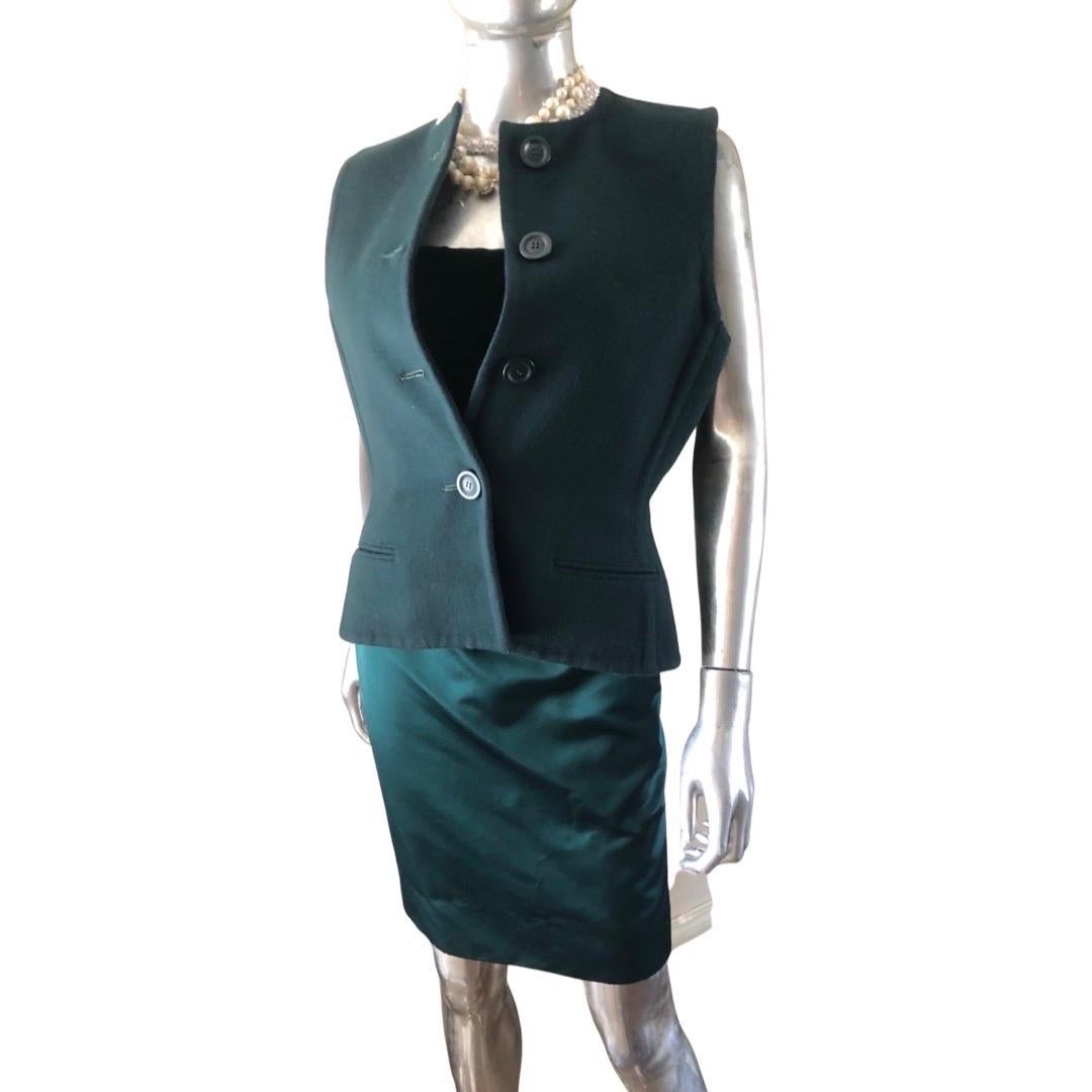 Bill Blass Custom Emerald Cocktail Strapless Dress & Vest for Martha PB Size 8 For Sale 2