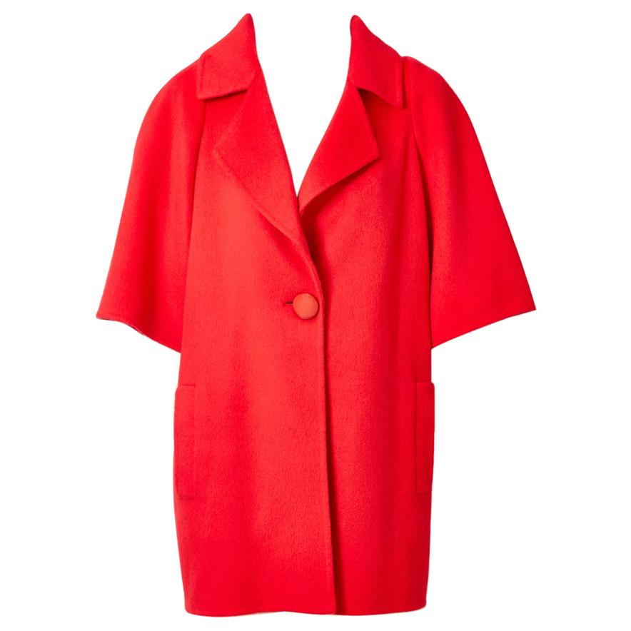 Bill Blass Double Face Cashmere Coat with Smocking Detail