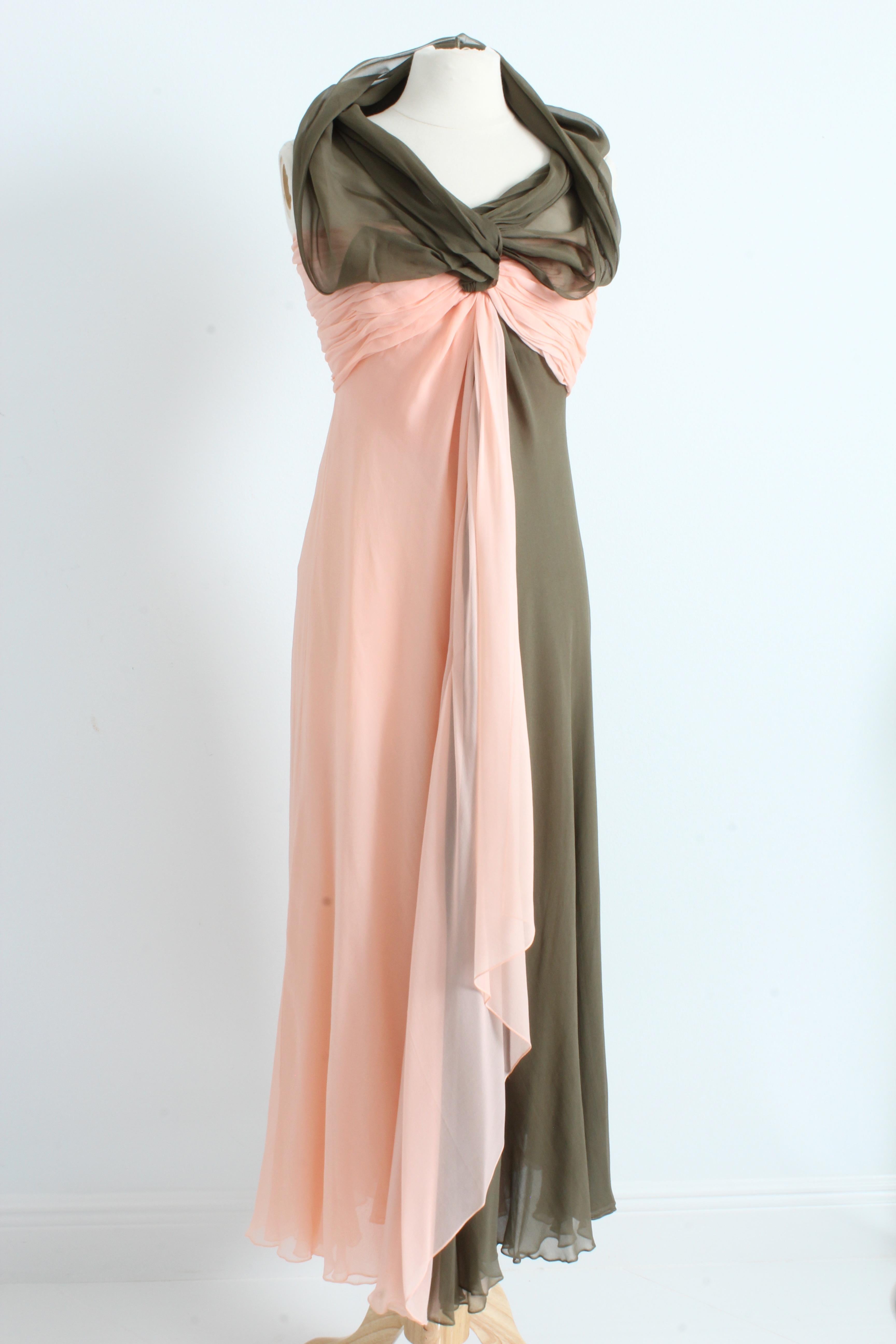 Bill Blass Evening Gown Silk Chiffon Layers Bicolor Martha Palm Beach Sz 12 Rare 5