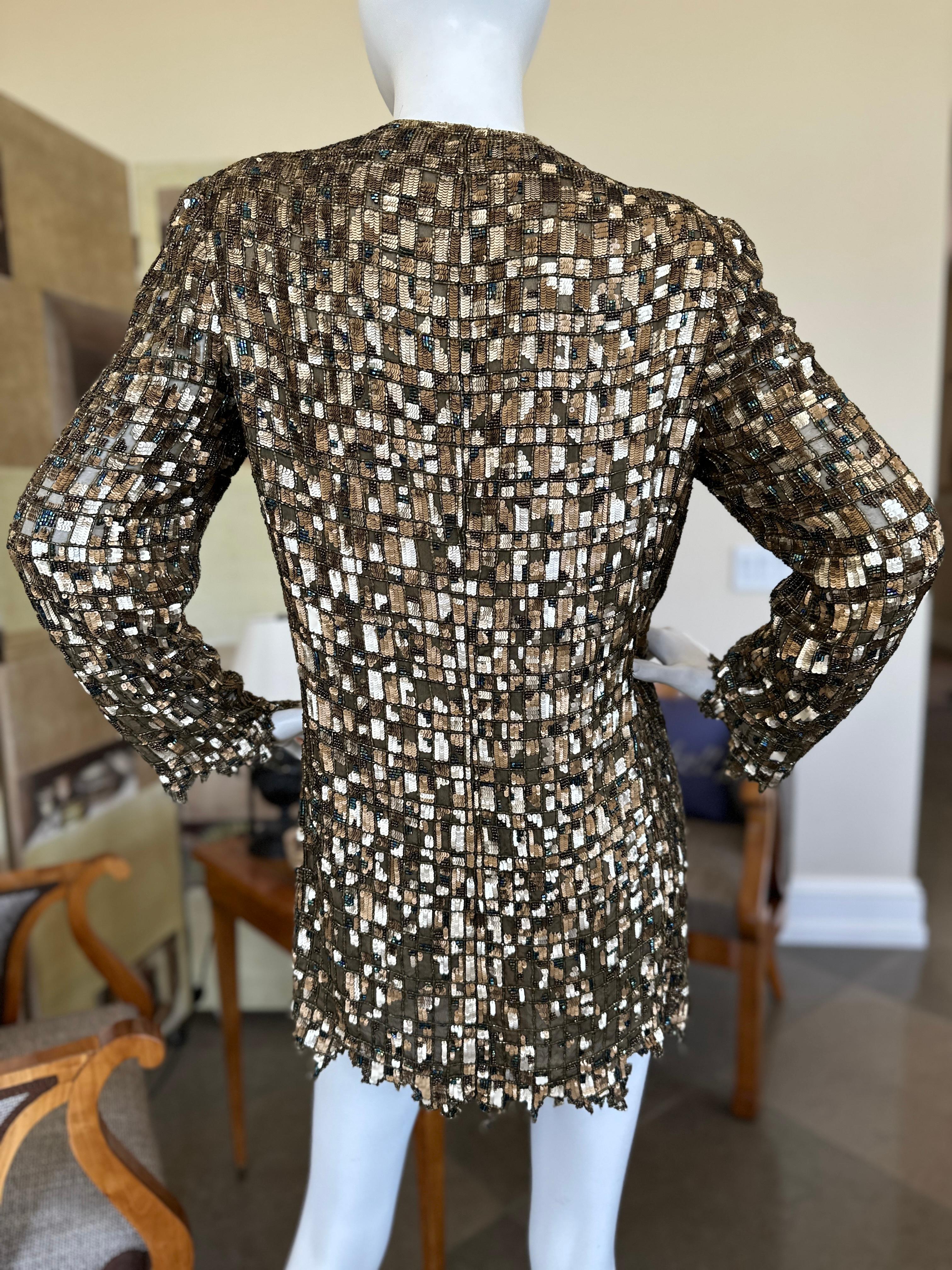 Bill Blass Exquisite Mosaic Beaded Jacket / Mini Dress from 1999 For Sale 6