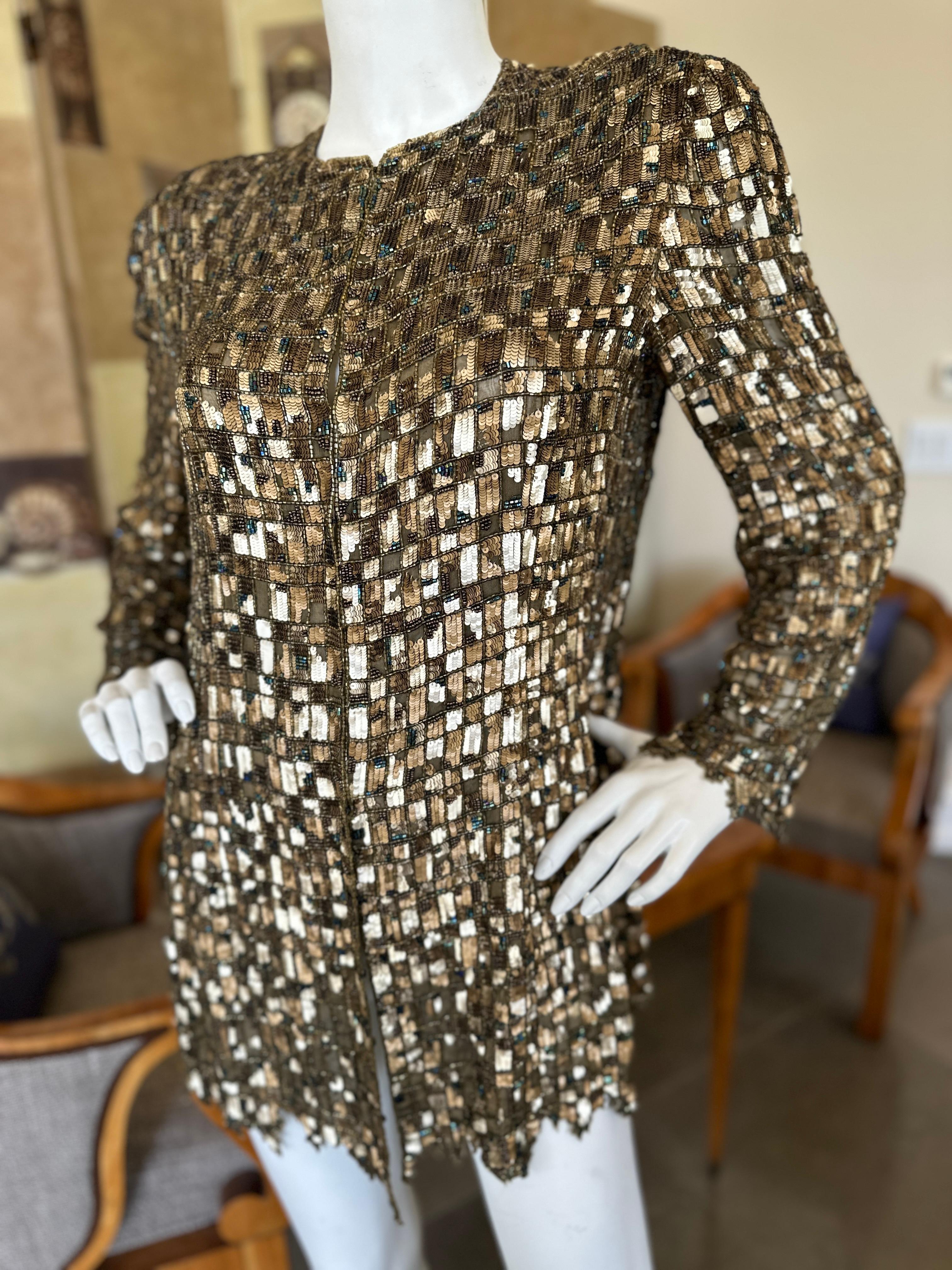 Bill Blass Exquisite Mosaic Beaded Jacket / Mini Dress from 1999 In Excellent Condition For Sale In Cloverdale, CA