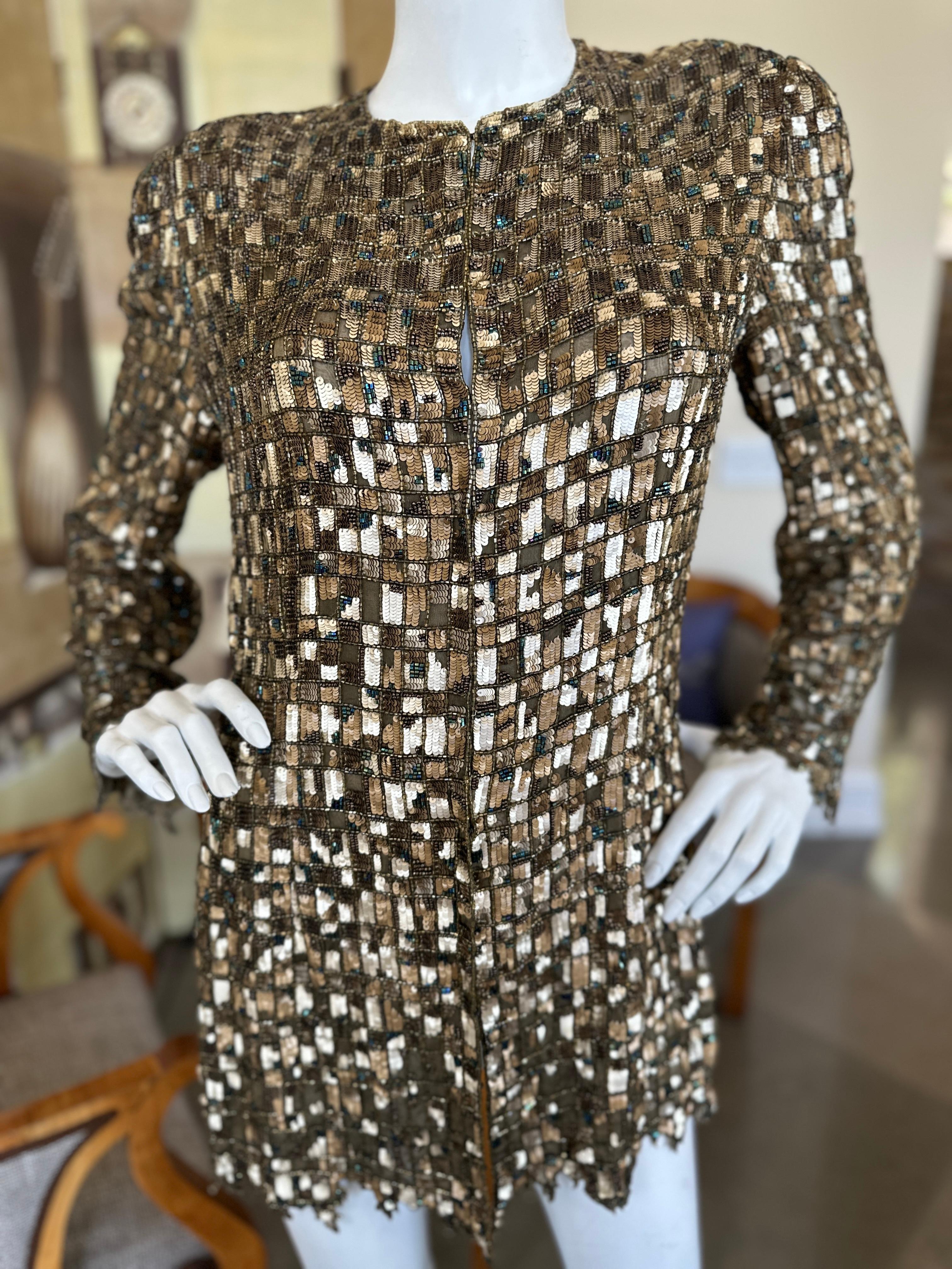 Women's Bill Blass Exquisite Mosaic Beaded Jacket / Mini Dress from 1999 For Sale