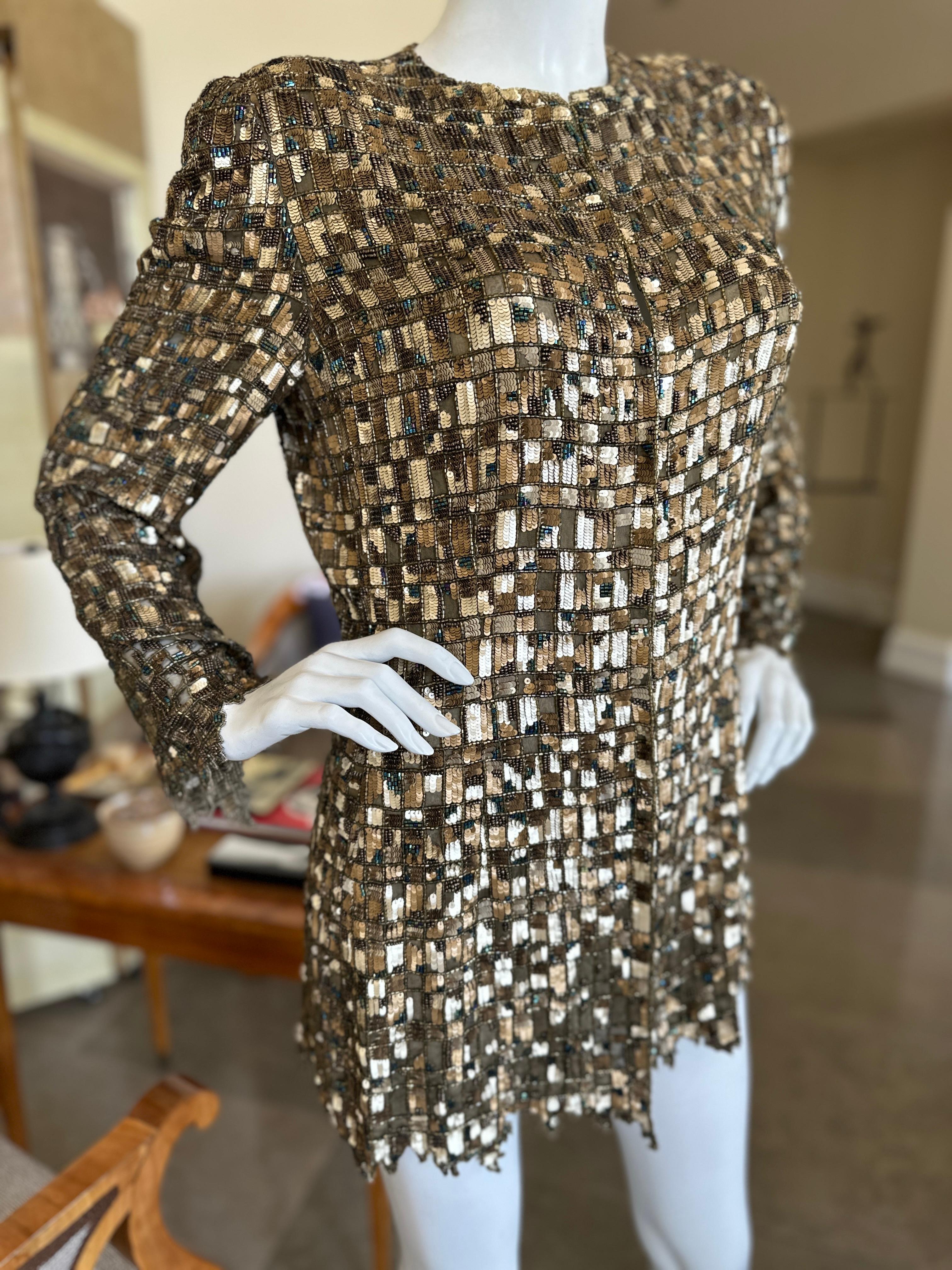 Bill Blass Exquisite Mosaic Beaded Jacket / Mini Dress from 1999 For Sale 1