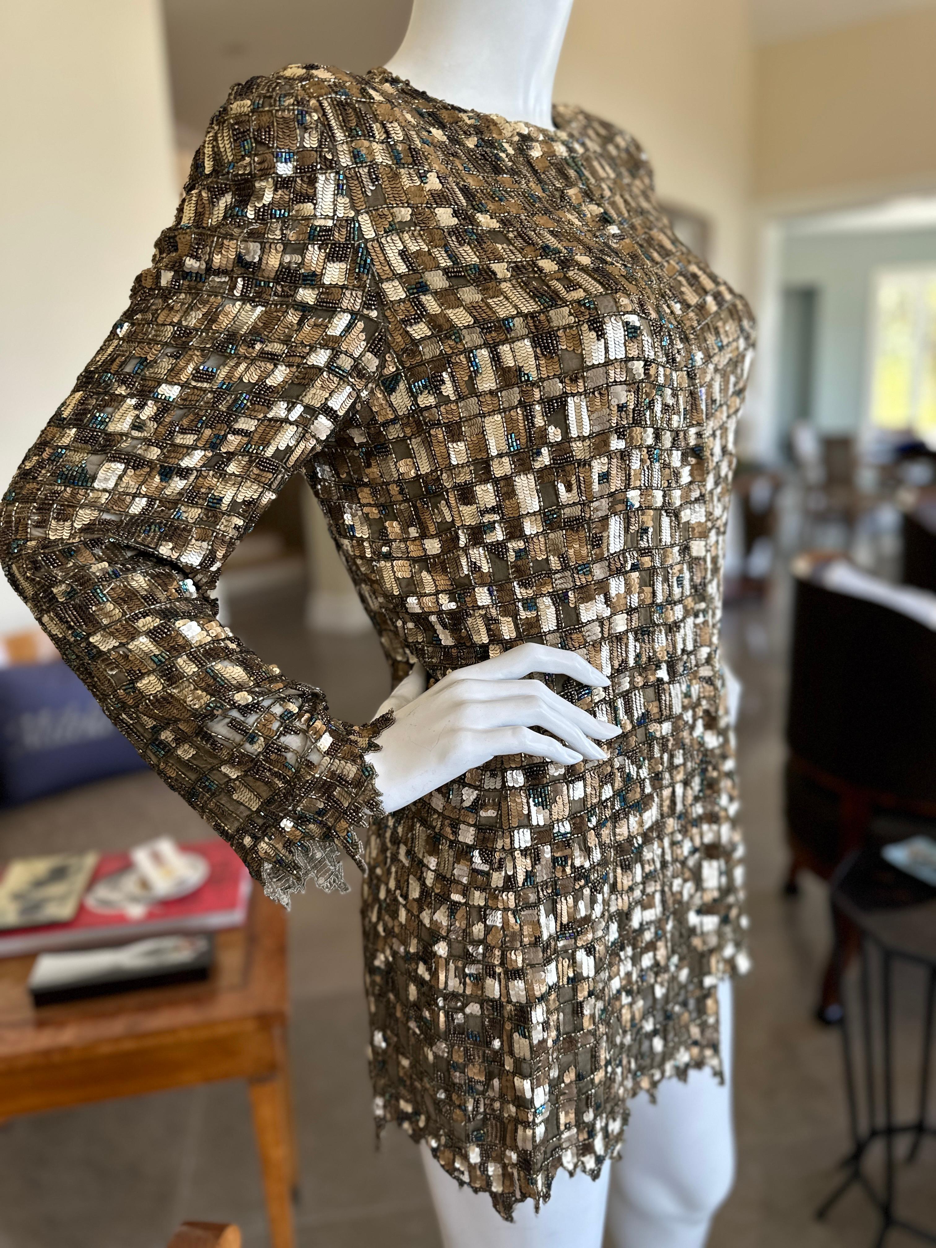 Bill Blass Exquisite Mosaic Beaded Jacket / Mini Dress from 1999 For Sale 2