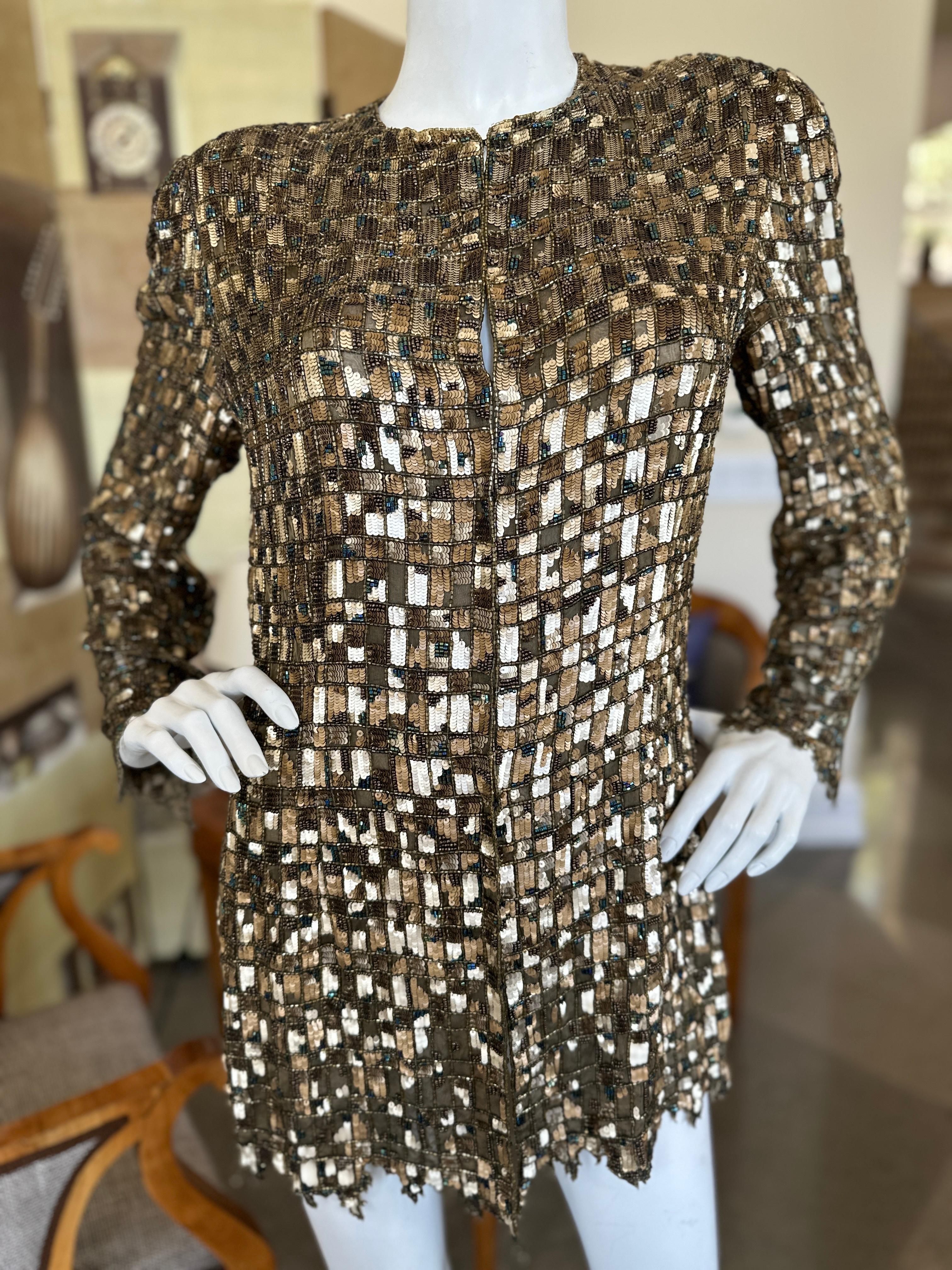 Bill Blass Exquisite Mosaic Beaded Jacket / Mini Dress from 1999 For Sale 3