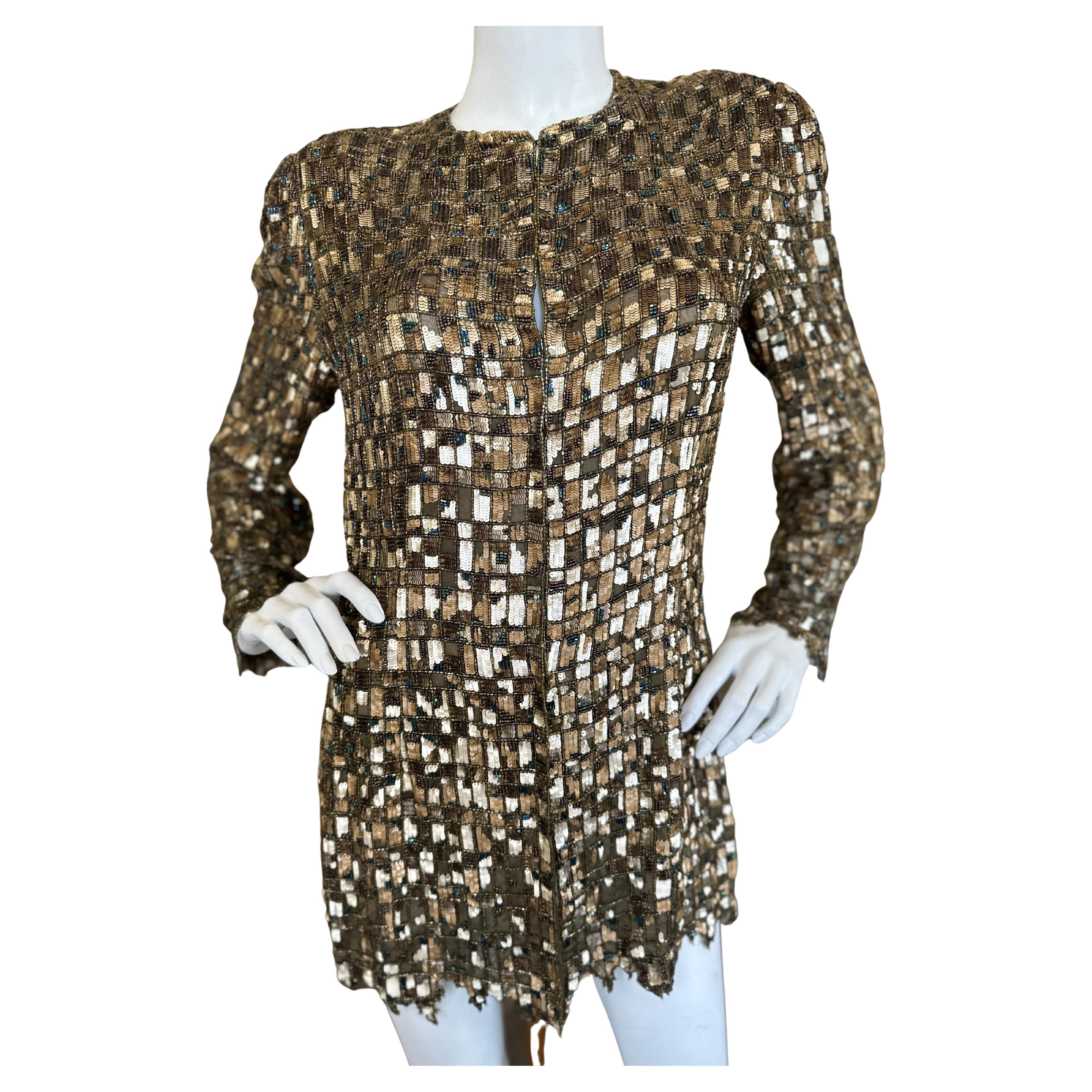 Bill Blass Exquisite Mosaic Beaded Jacket / Mini Dress from 1999 For Sale