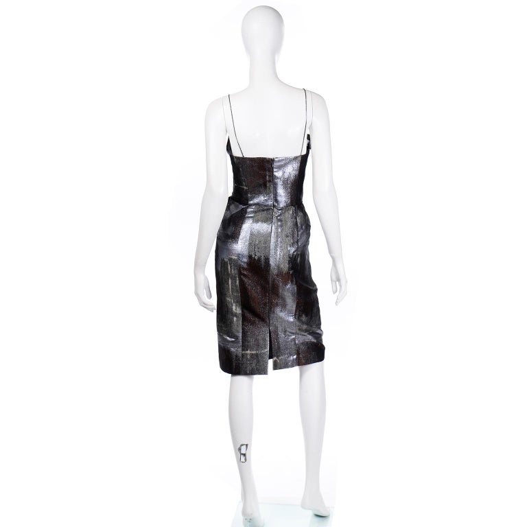Bill Blass Fall 2008 Platinum Jacquard Evening Bustier Dress Peter Som New w/tag In New Condition For Sale In Portland, OR