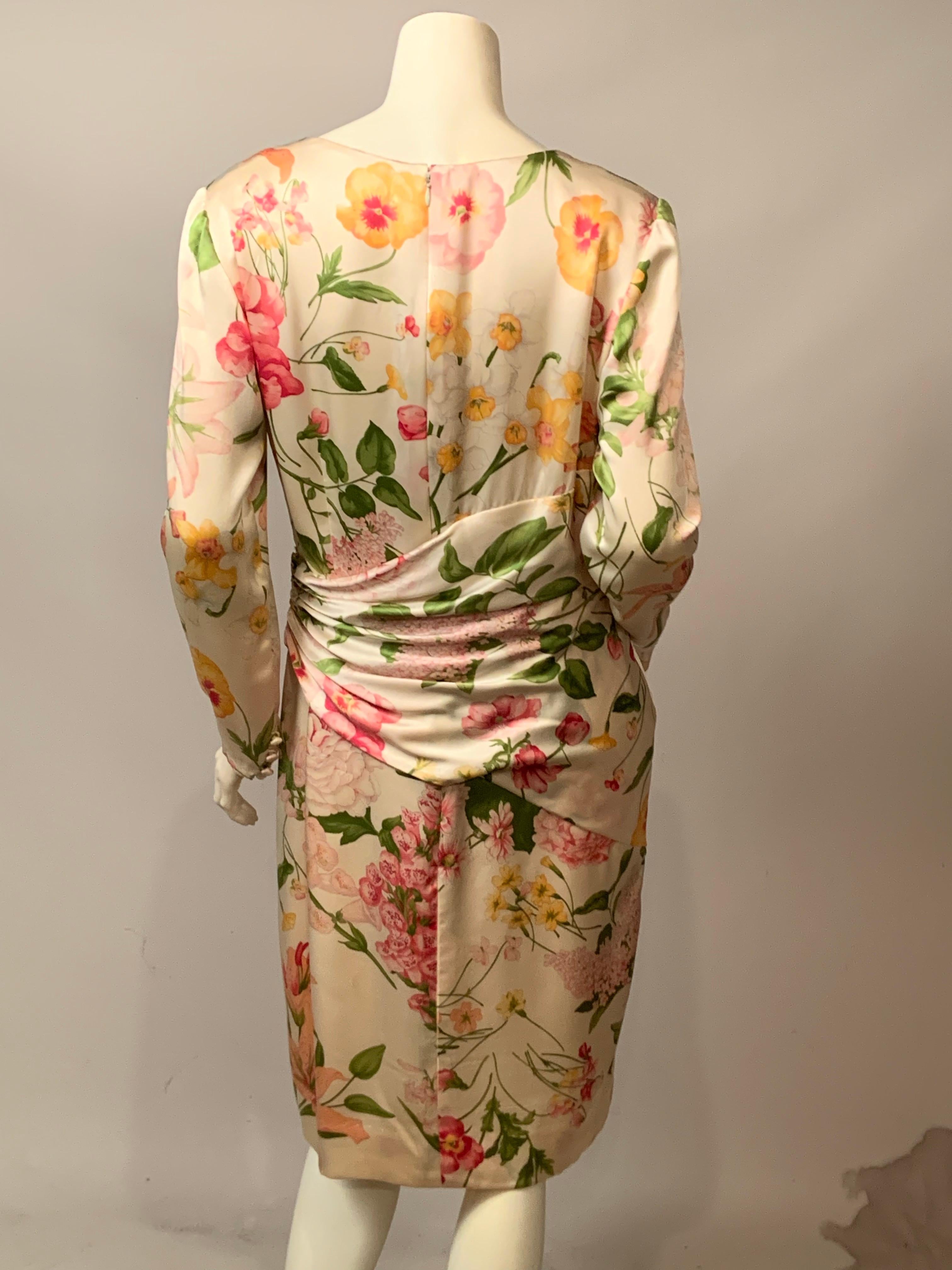 Bill Blass Seidenkleid mit Blumendruck im Angebot 1