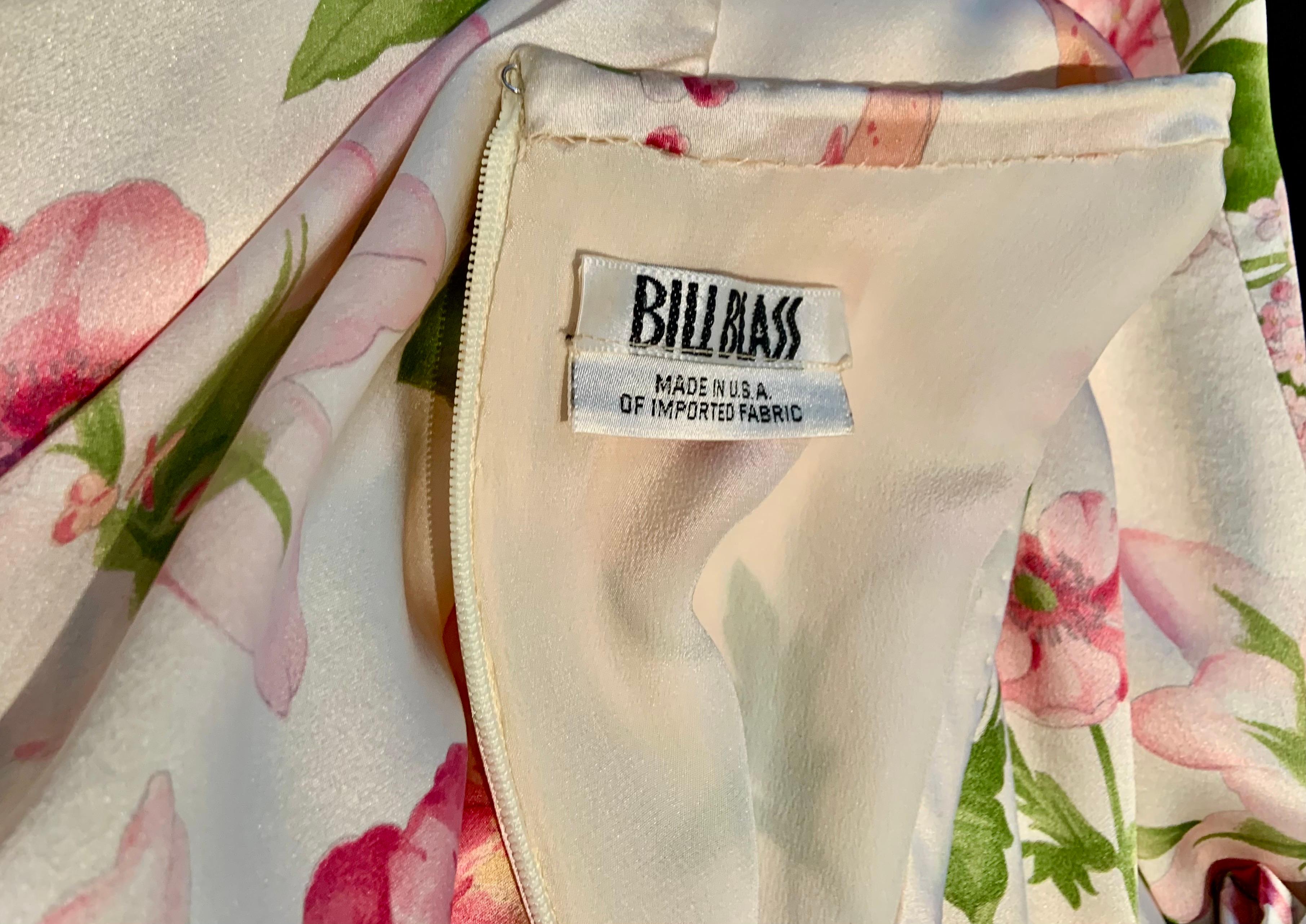 Bill Blass Seidenkleid mit Blumendruck im Angebot 3