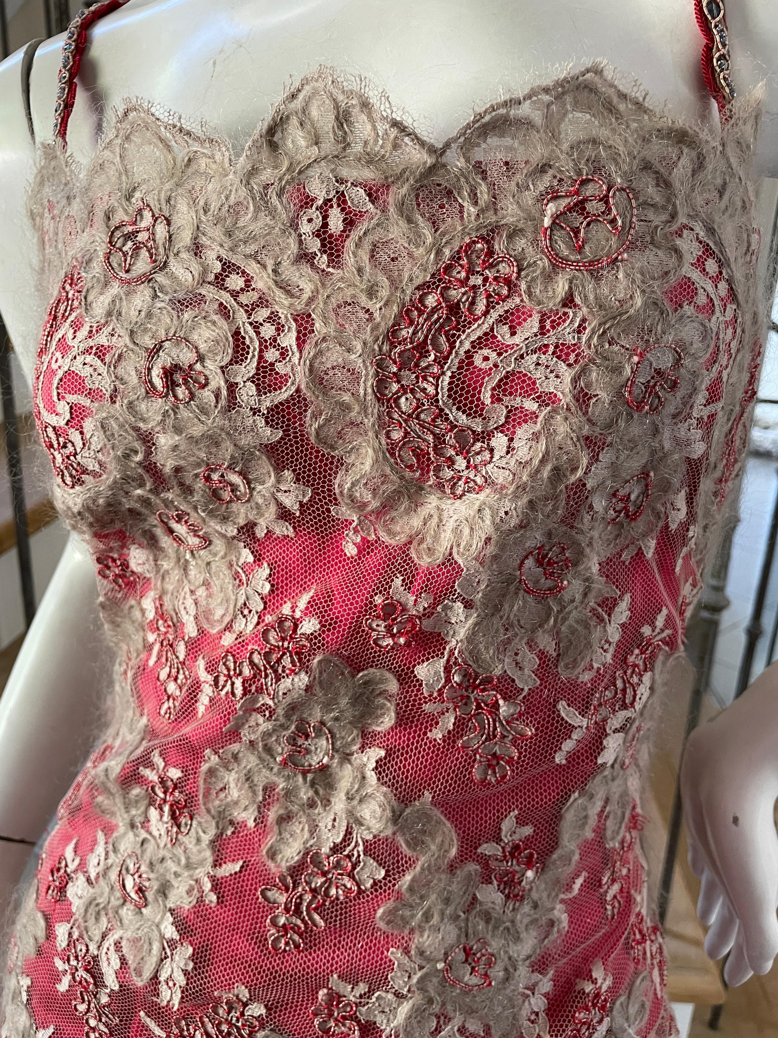 Bill Blass for Bergdorf Goodman Vintage Pink Embellished Lace Cocktail Dress NWT For Sale 2