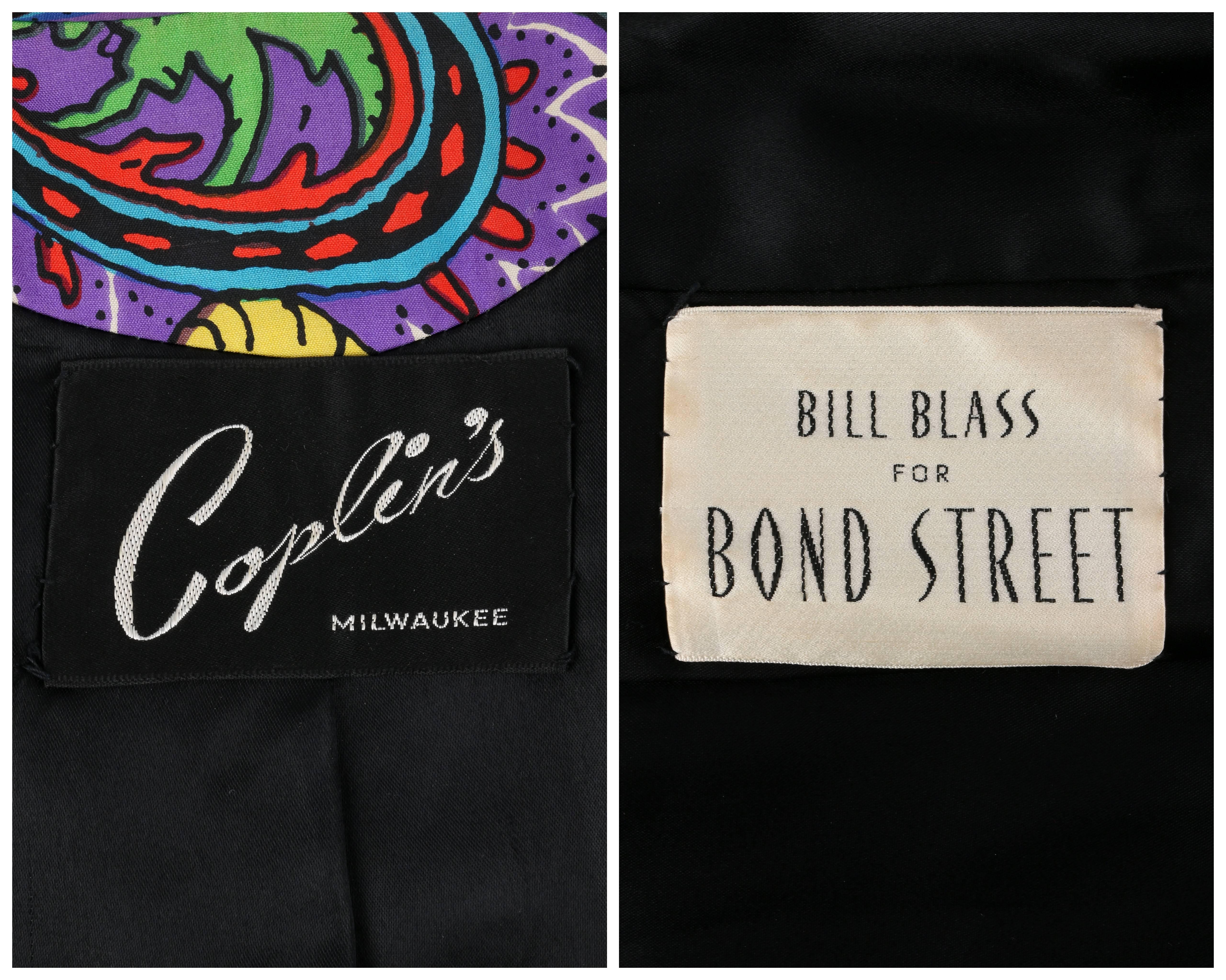 BILL BLASS For Bond Street c.1970s Multicolor Paisley Print Double Breasted Coat In Good Condition In Thiensville, WI