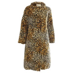 Bill Blass for Bond Street Velvet Leopard Print Coat 1970s Sz M