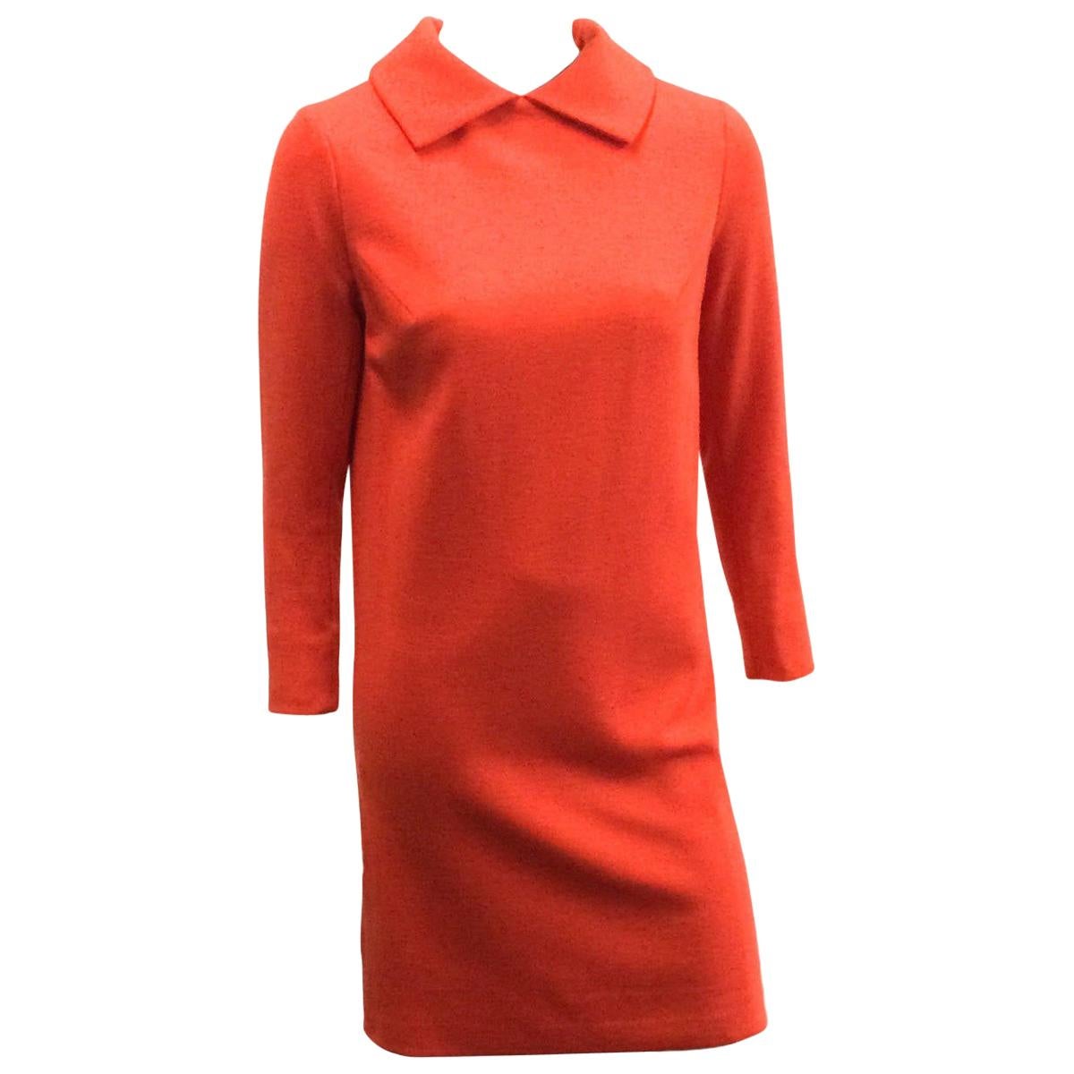 Bill Blass for Maurice Rentner 60s Chemise Wool Dress Size 6. For Sale
