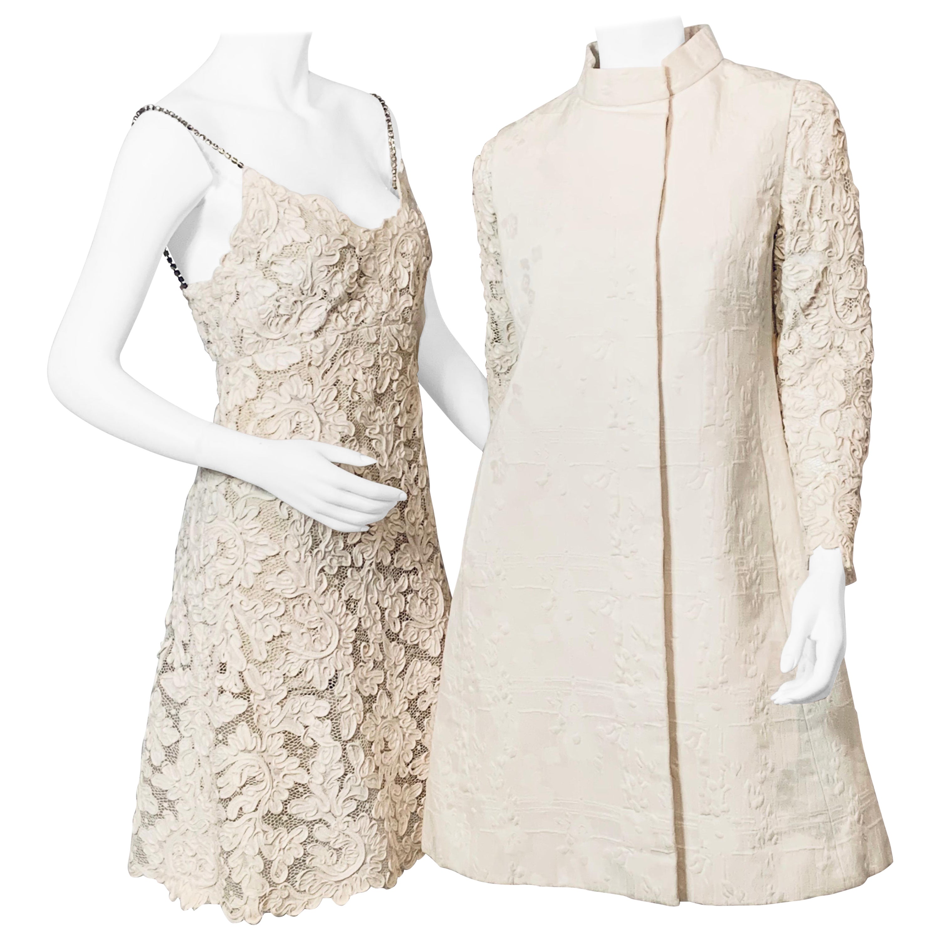 Bill Blass for Maurice Rentner Lace Dress and Matching Coat with Lace Sleeves