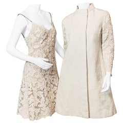 Bill Blass for Maurice Rentner Lace Dress and Matching Coat with Lace Sleeves