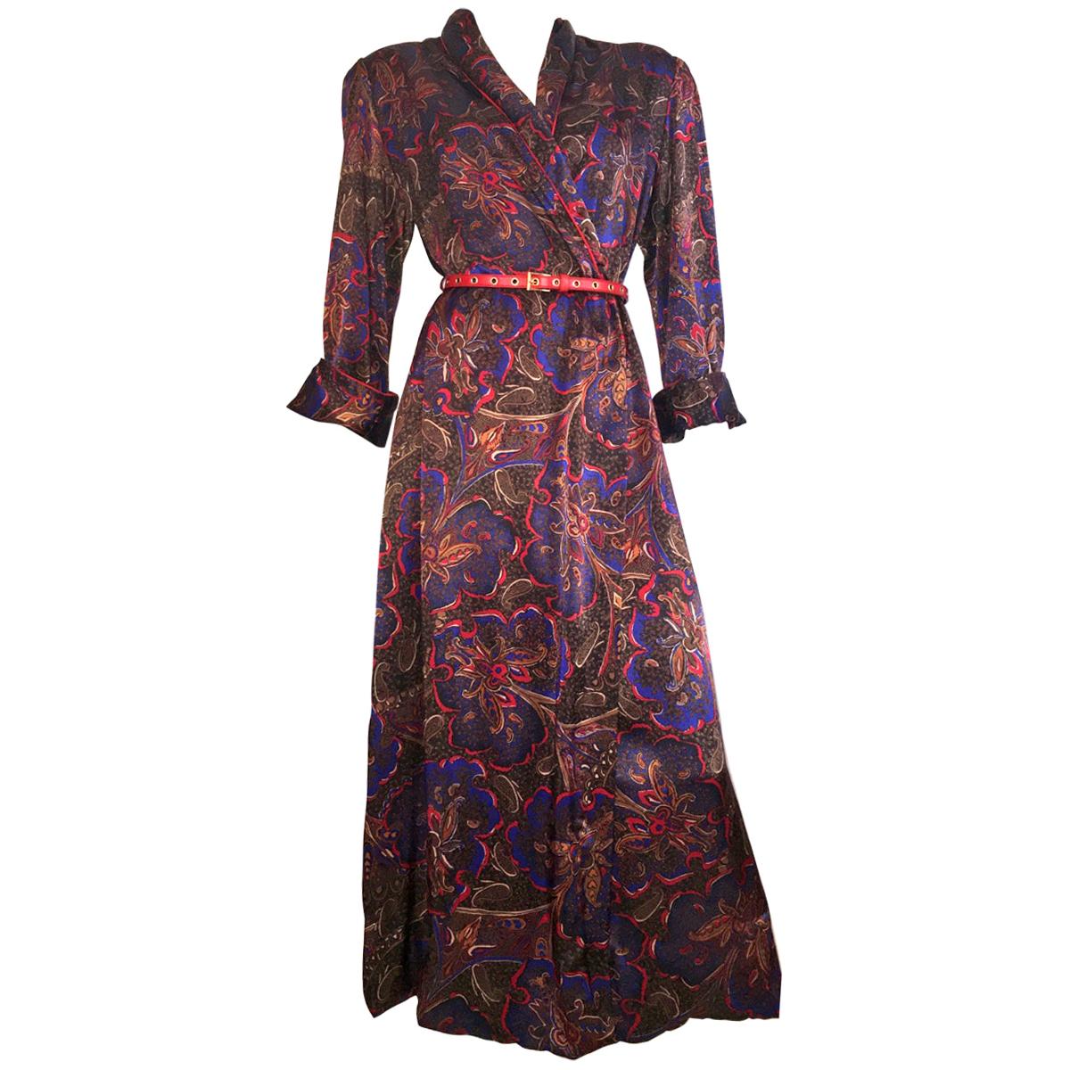 Bill Blass for Neiman Marcus 1980s Paisley Wrap Dress with Pockets Size Medium. For Sale
