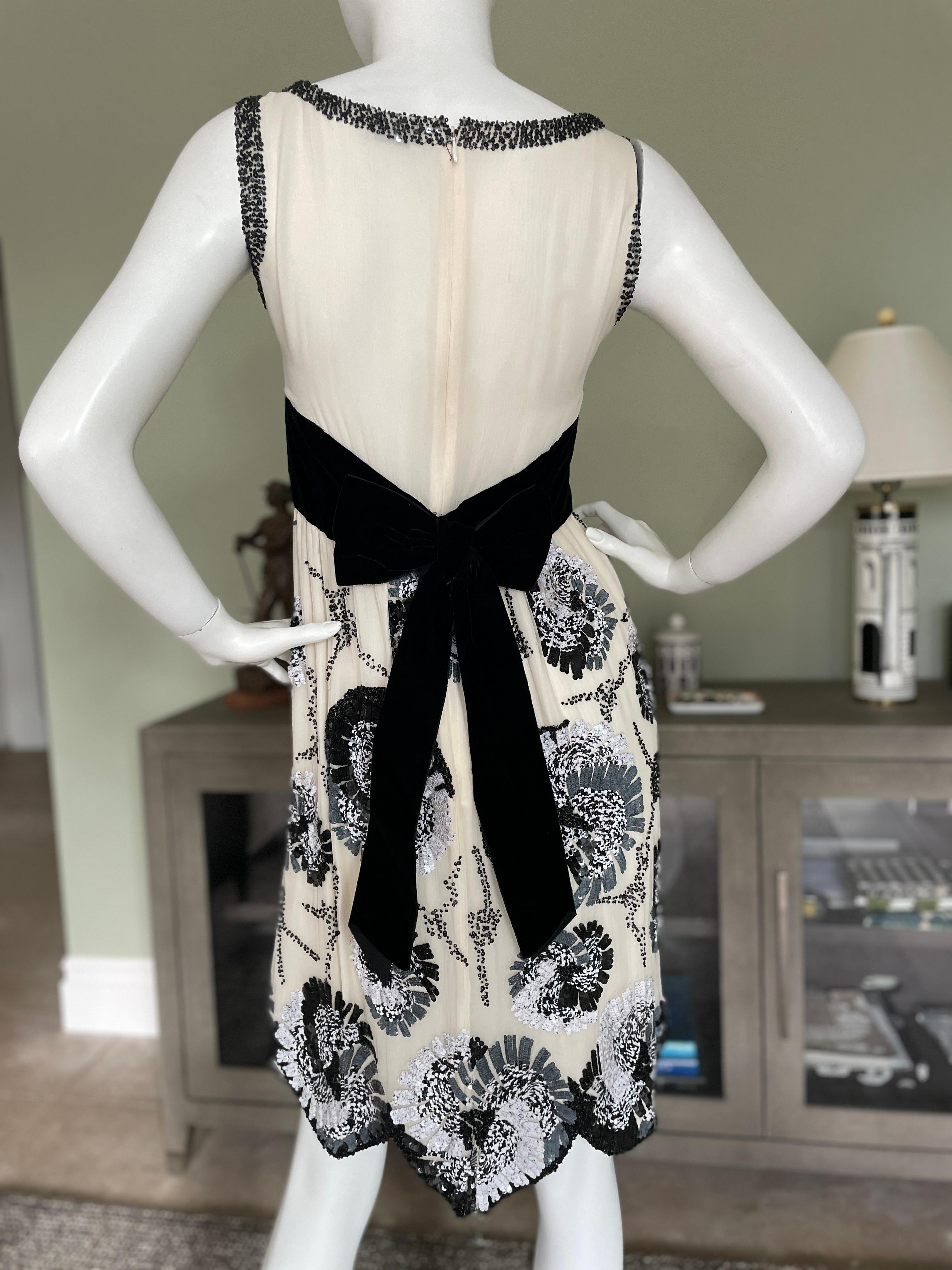 Bill Blass for Neiman Marcus Vintage Ivory Sequin Cocktail Dress For Sale 3