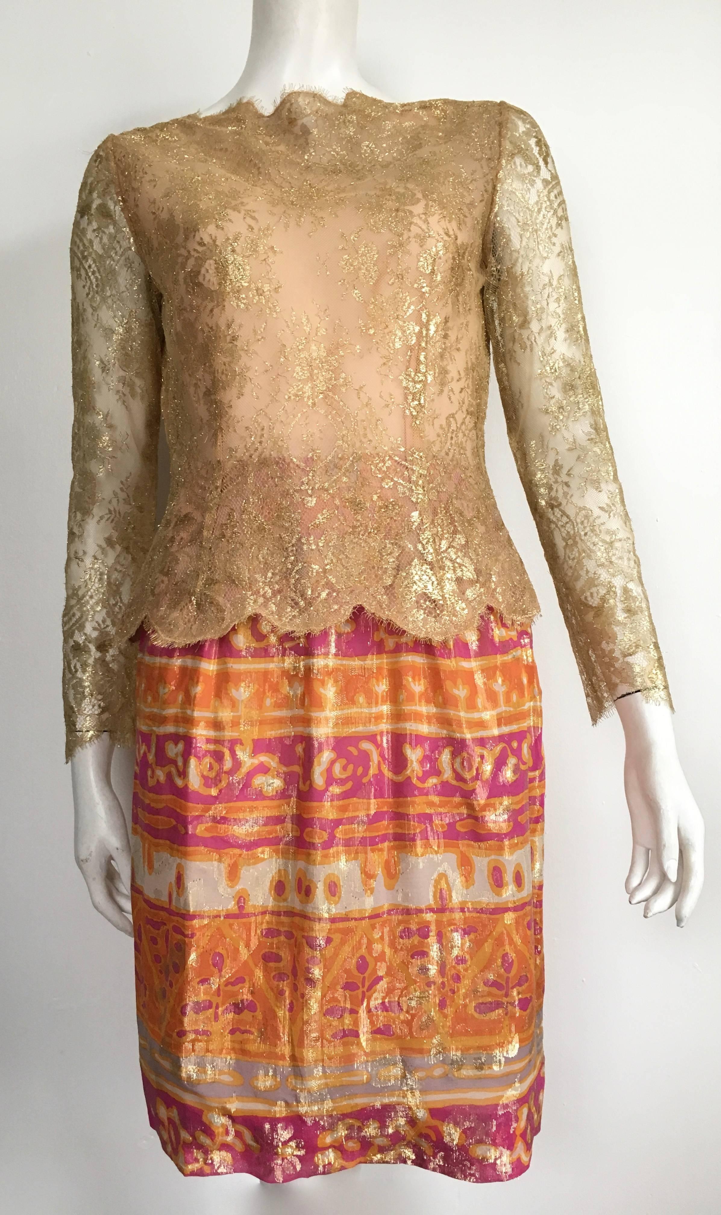 Bill Blass for Saks Fifth Ave 1980s Beaded Jacket & Lace Skirt set Size 6. For Sale 1