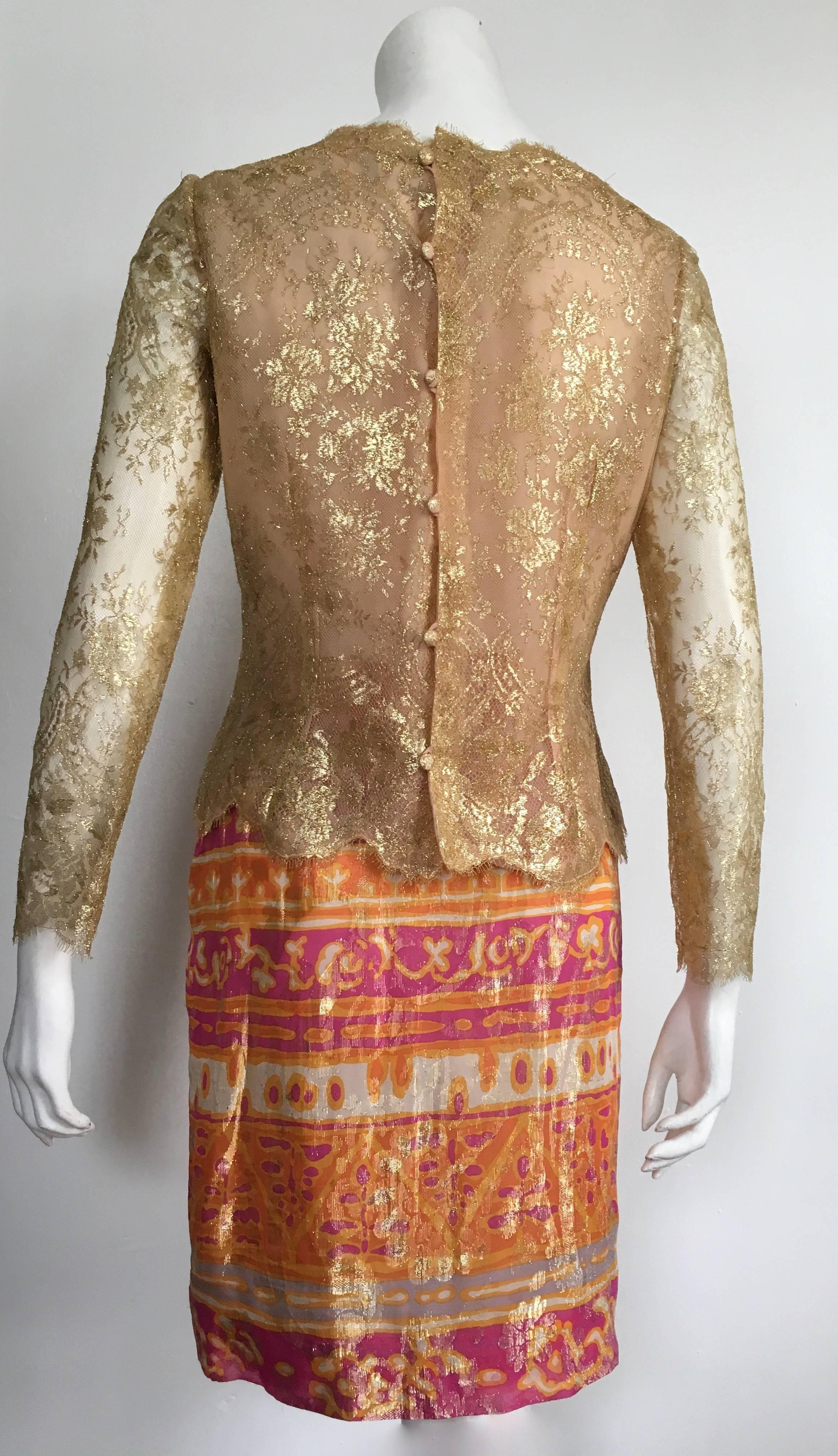 Bill Blass for Saks Fifth Ave 1980s Beaded Jacket & Lace Skirt set Size 6. For Sale 2