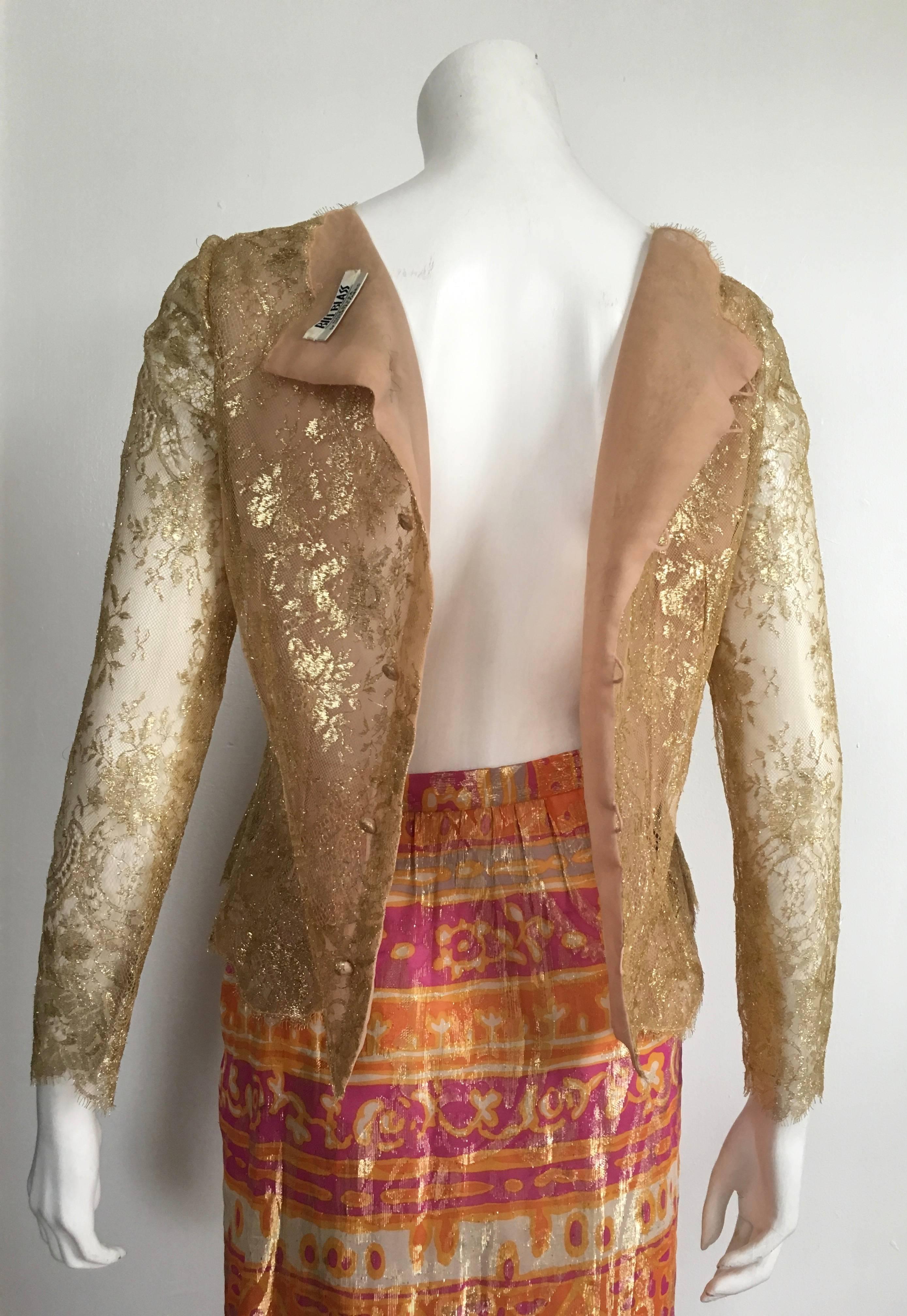 Bill Blass for Saks Fifth Ave 1980s Beaded Jacket & Lace Skirt set Size 6. For Sale 3