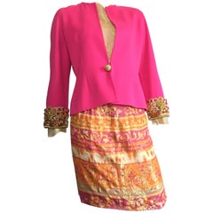 Bill Blass for Saks Fifth Ave 1980s Beaded Jacket & Lace Skirt set Size 6.