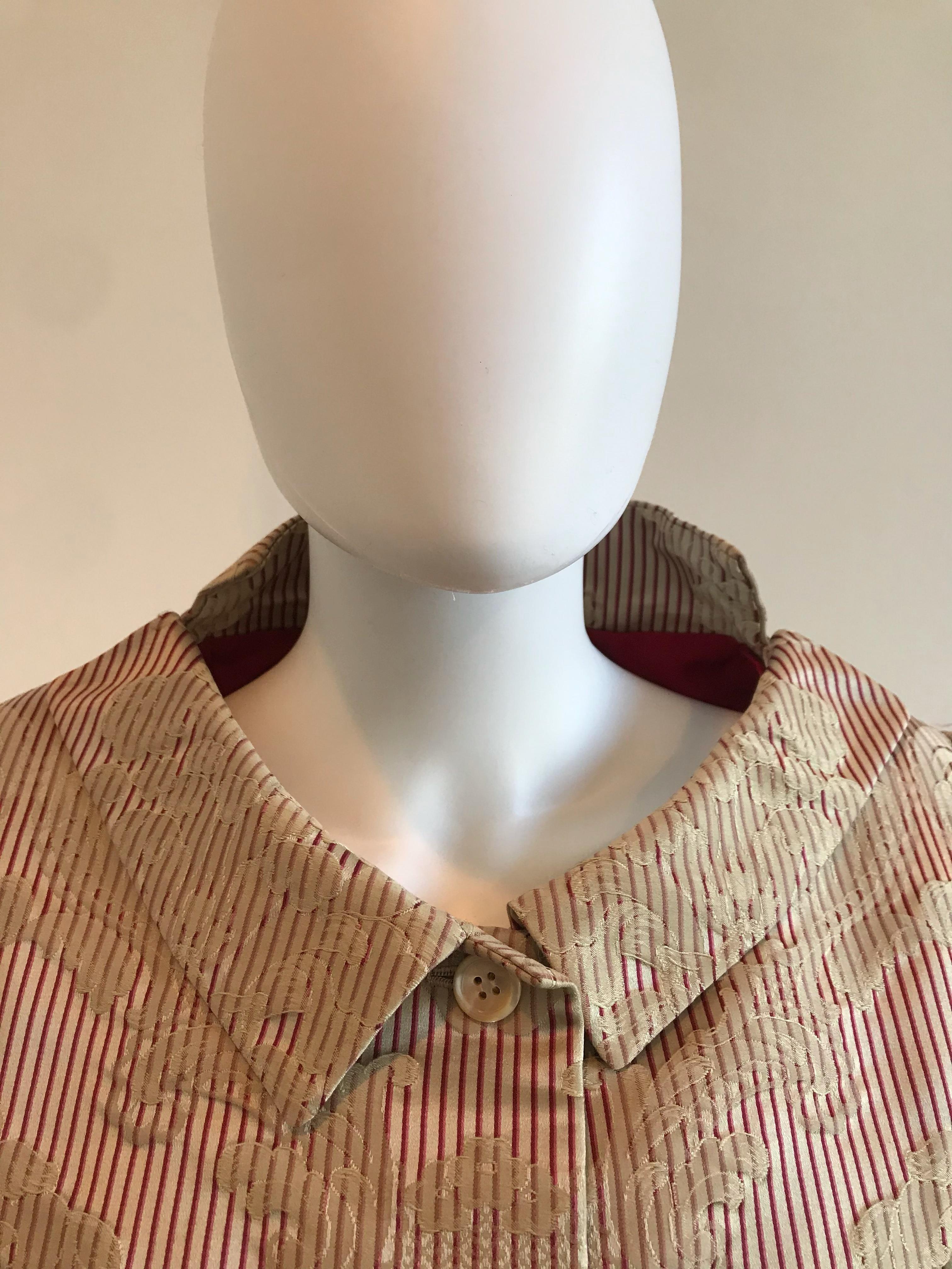 Bill Blass for Saks Fifth Avenue Silk Stripe Brocade Jacket and Skirt Set For Sale 1
