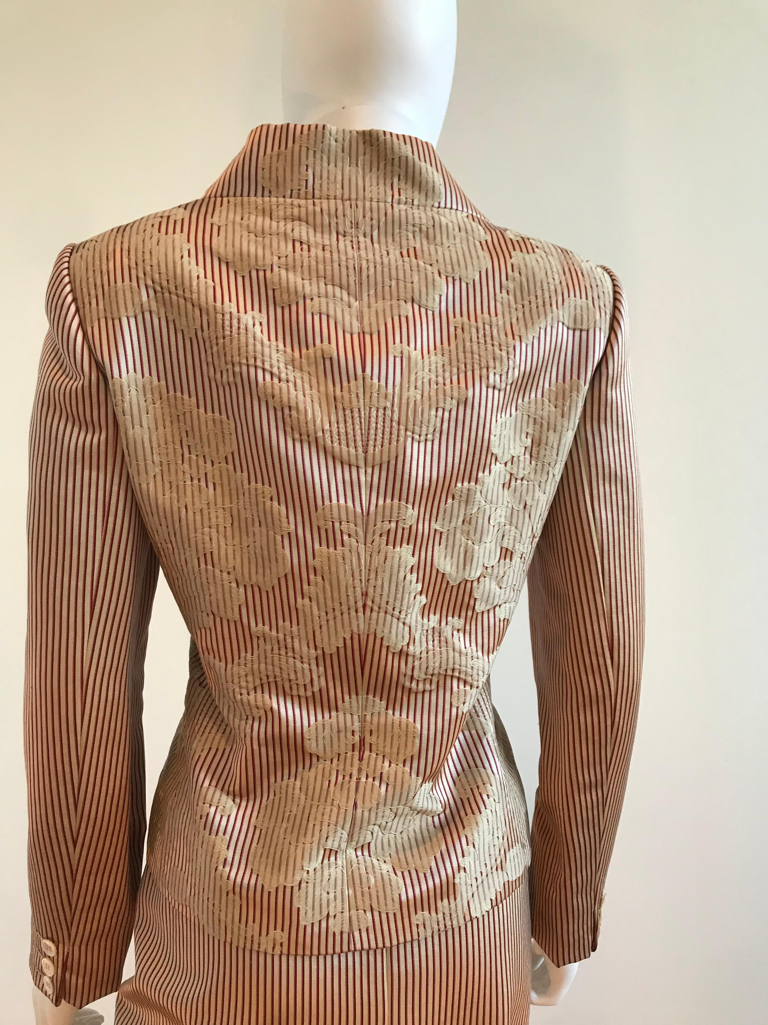 Bill Blass for Saks Fifth Avenue Silk Stripe Brocade Jacket and Skirt Set For Sale 2