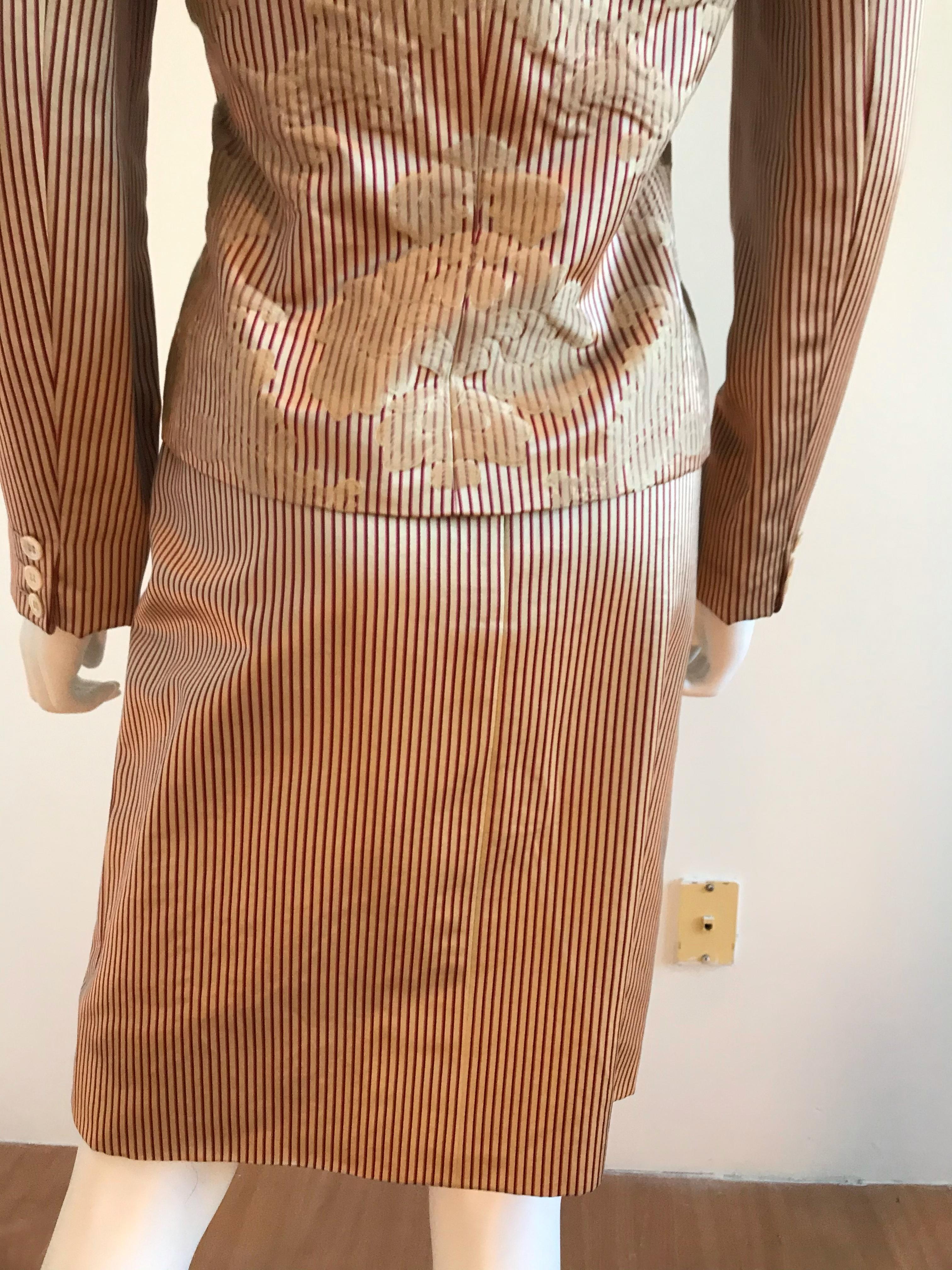 Bill Blass for Saks Fifth Avenue Silk Stripe Brocade Jacket and Skirt Set For Sale 3