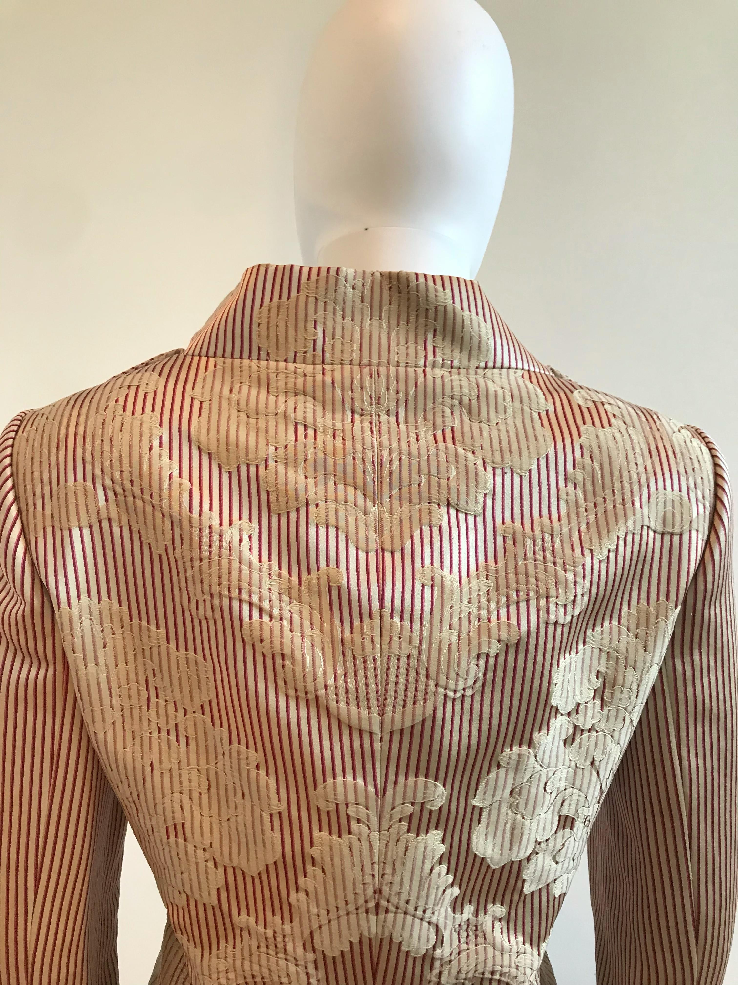 Bill Blass for Saks Fifth Avenue Silk Stripe Brocade Jacket and Skirt Set For Sale 4