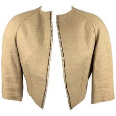 BILL BLASS für SAKS FIFTH AVENUE Größe 6 Beige strukturierte kurze Jacke mit offener Vorderseite