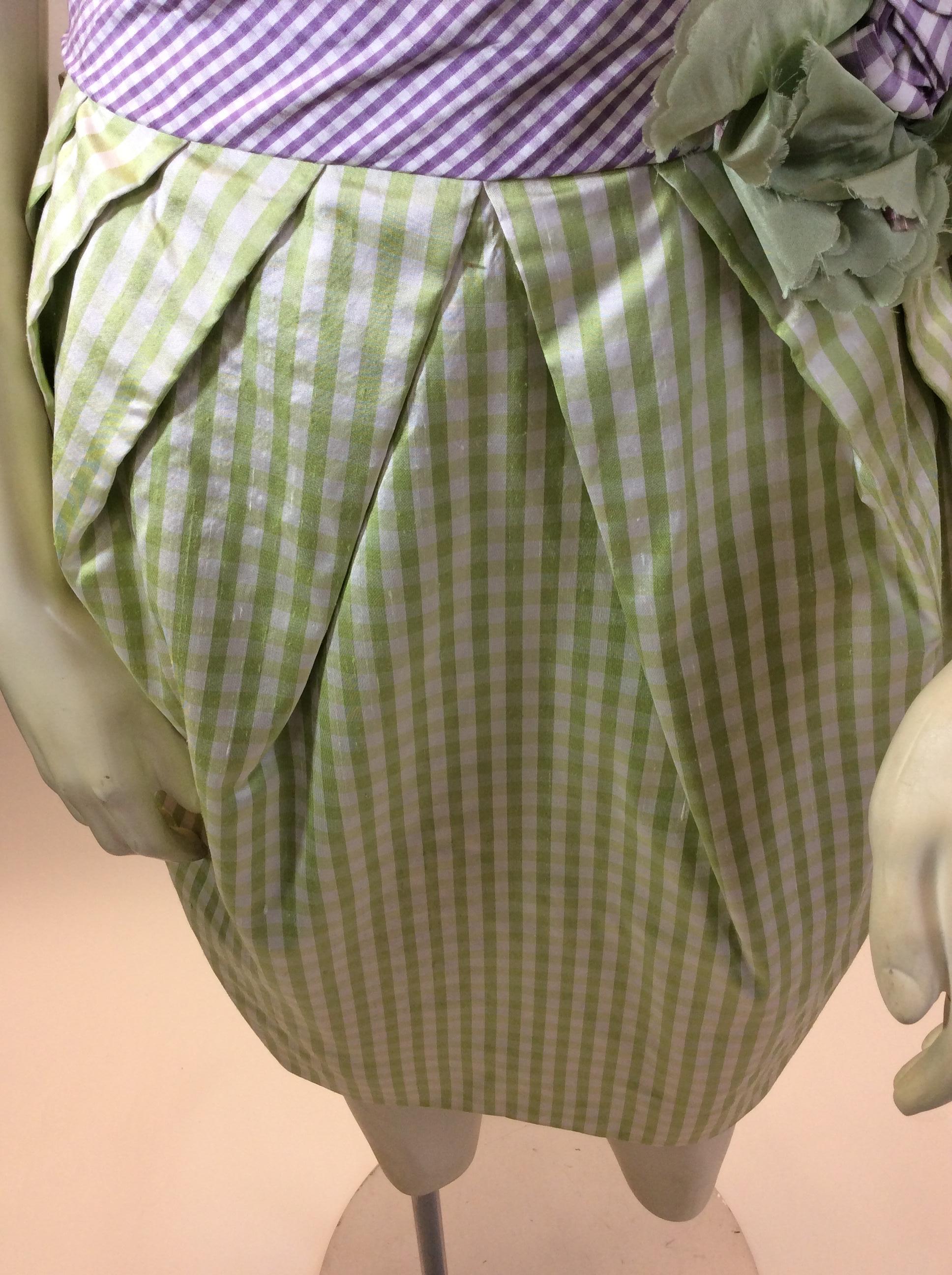 Bill Blass Green and Purple Plaid Dress For Sale 2