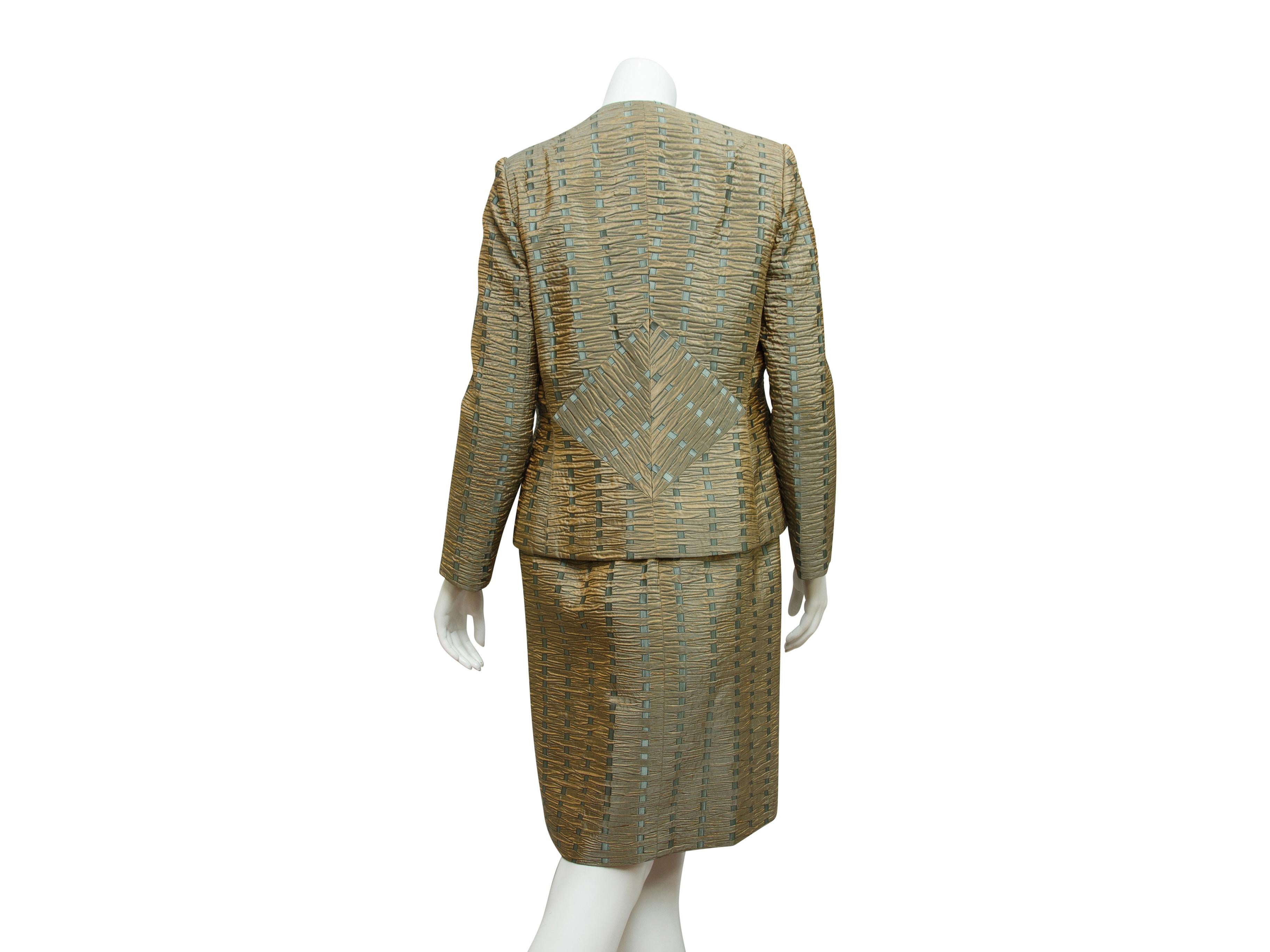 Gray Bill Blass Green & Blue Textured Jacket & Dress Set