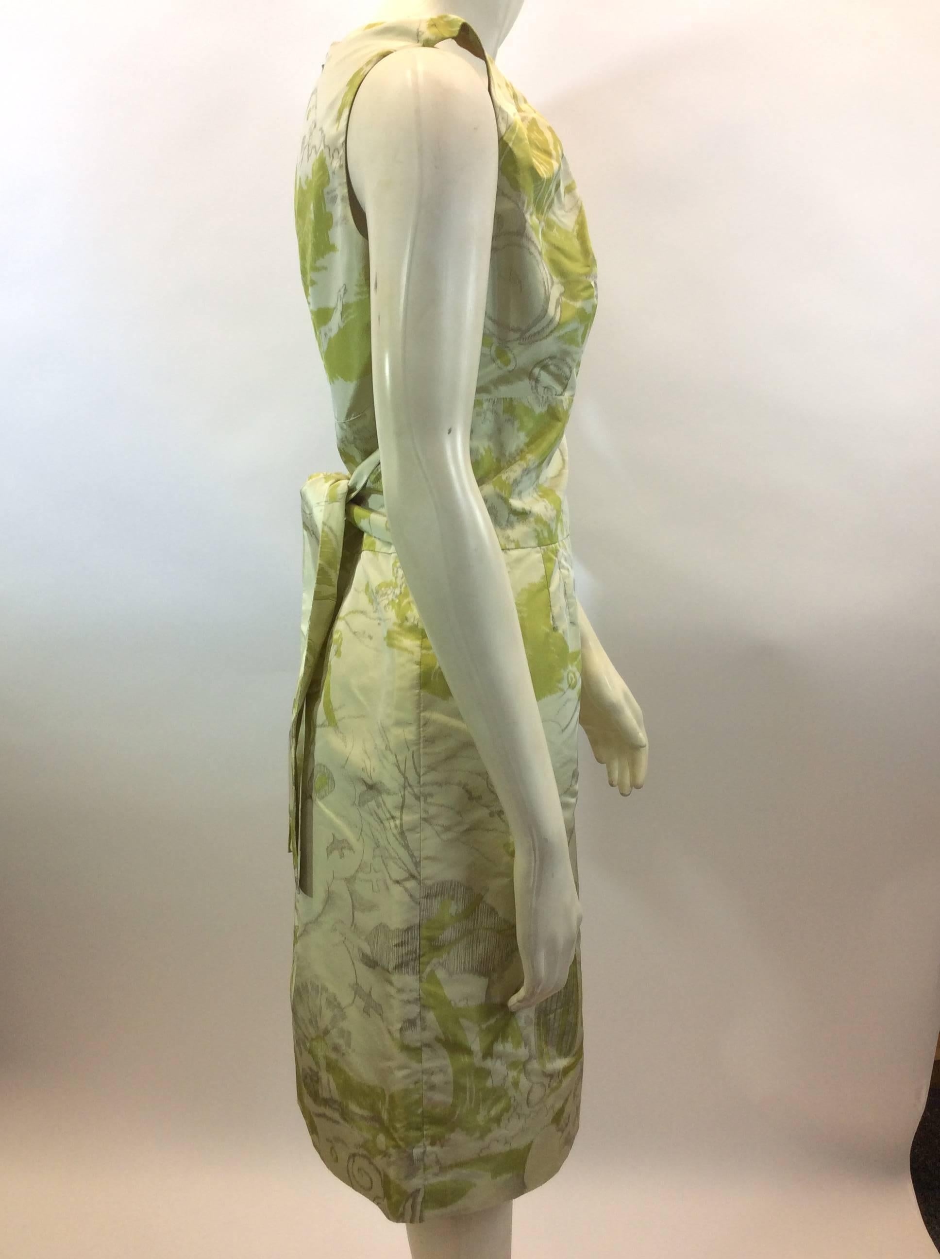 Bill Blass Green Print Dress In Excellent Condition For Sale In Narberth, PA