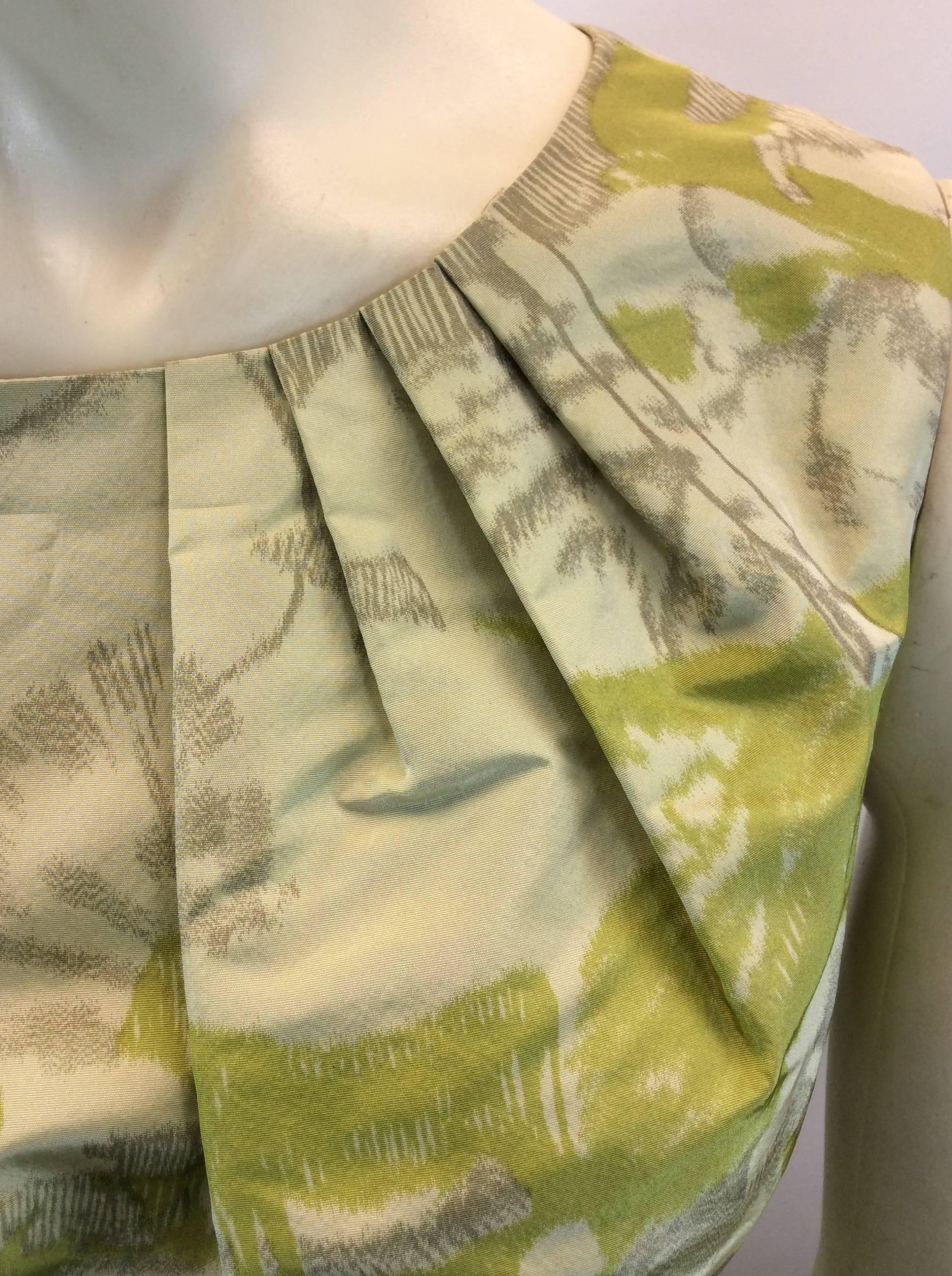 Women's Bill Blass Green Print Dress For Sale