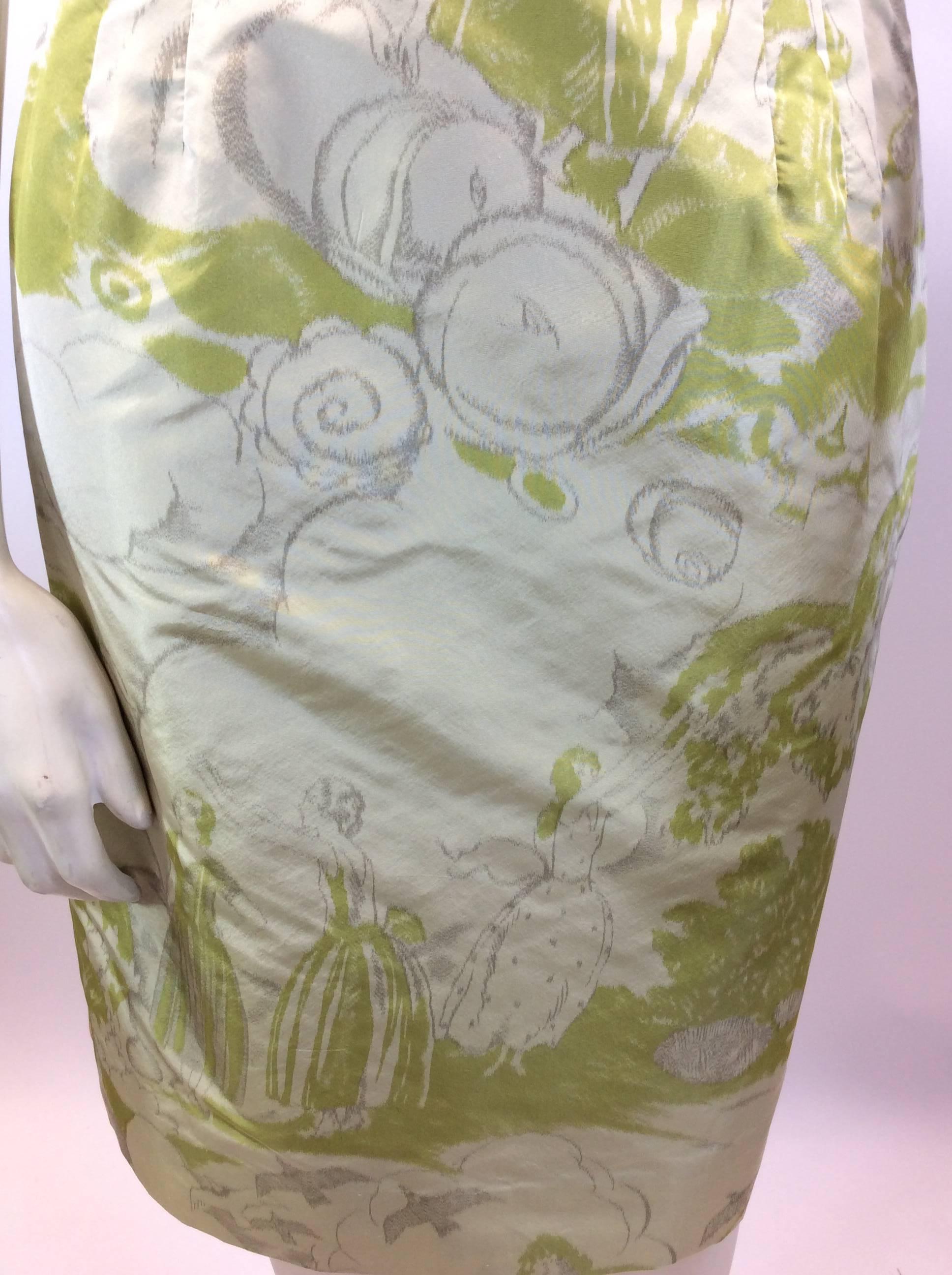 Bill Blass Green Print Dress For Sale 1
