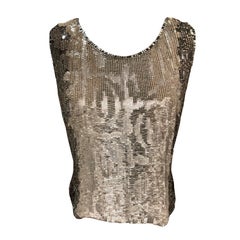 Bill Blass Grey Beaded Shell Top