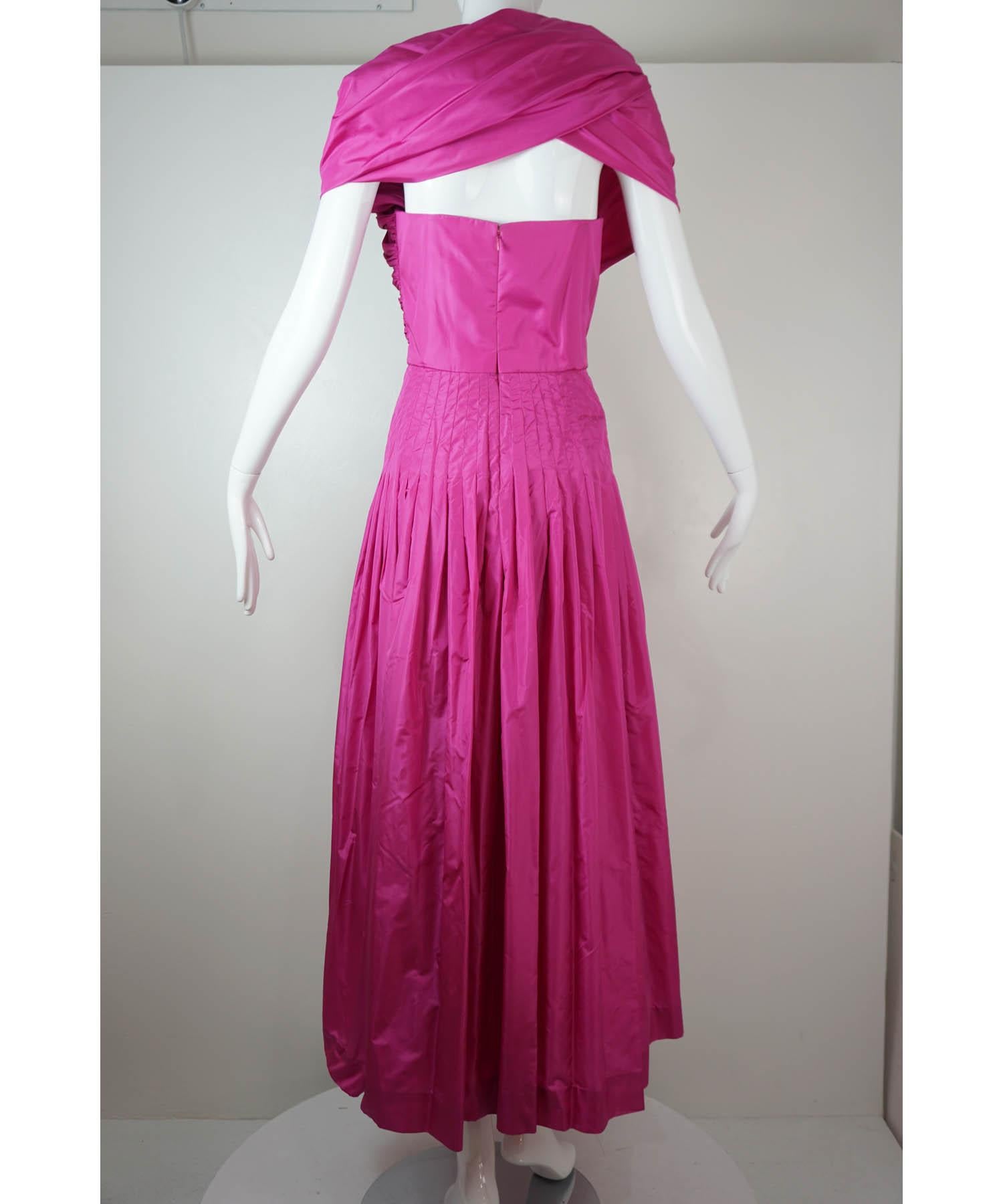 Women's or Men's Bill Blass Hot Pink Silk Gown For Sale