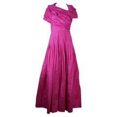 Vintage Bill Blass Hot Pink Silk Gown