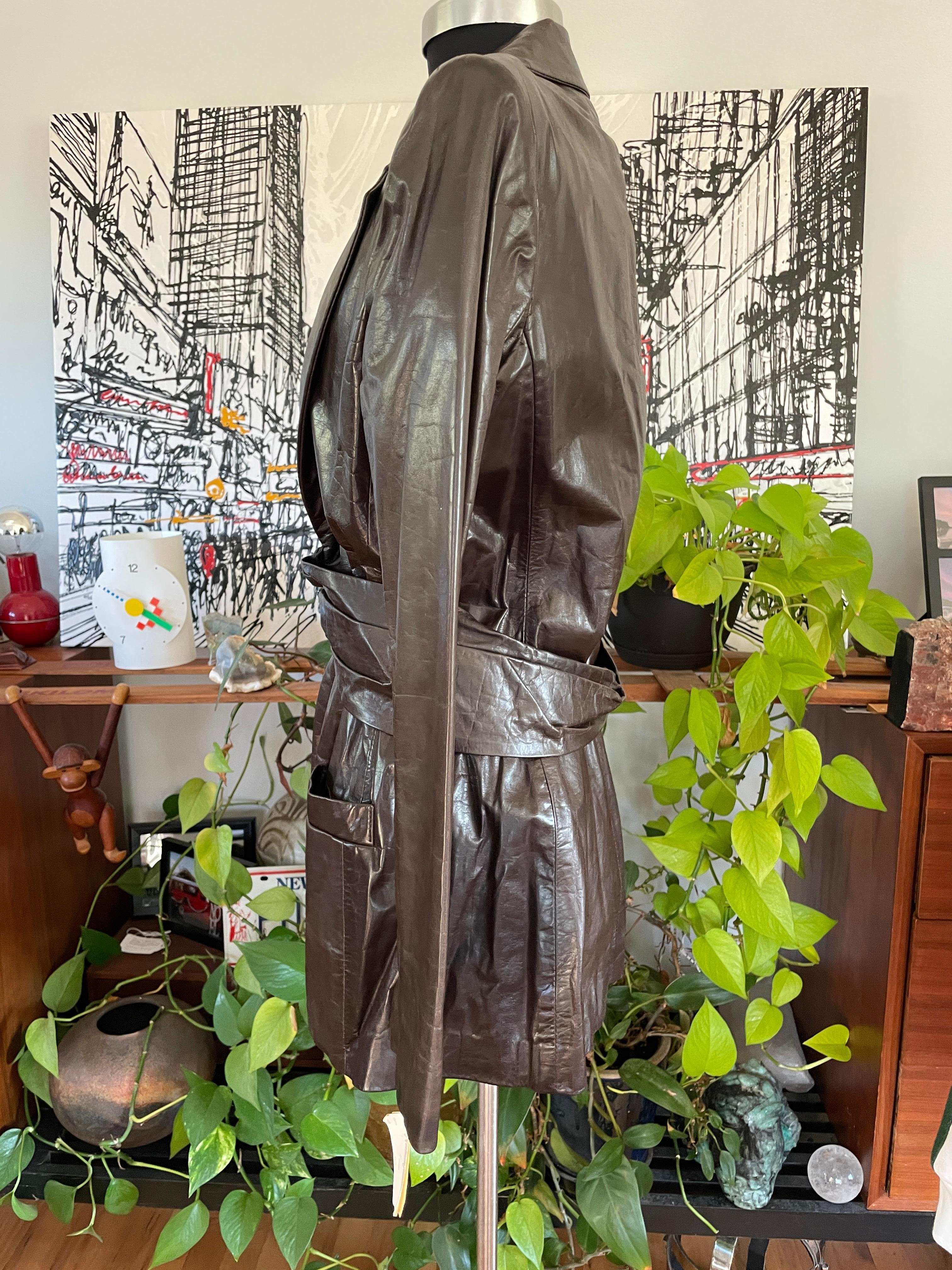 Bill Blass Jacket Brown Leather Riding Blazer Never Worn 1990s For Sale 4
