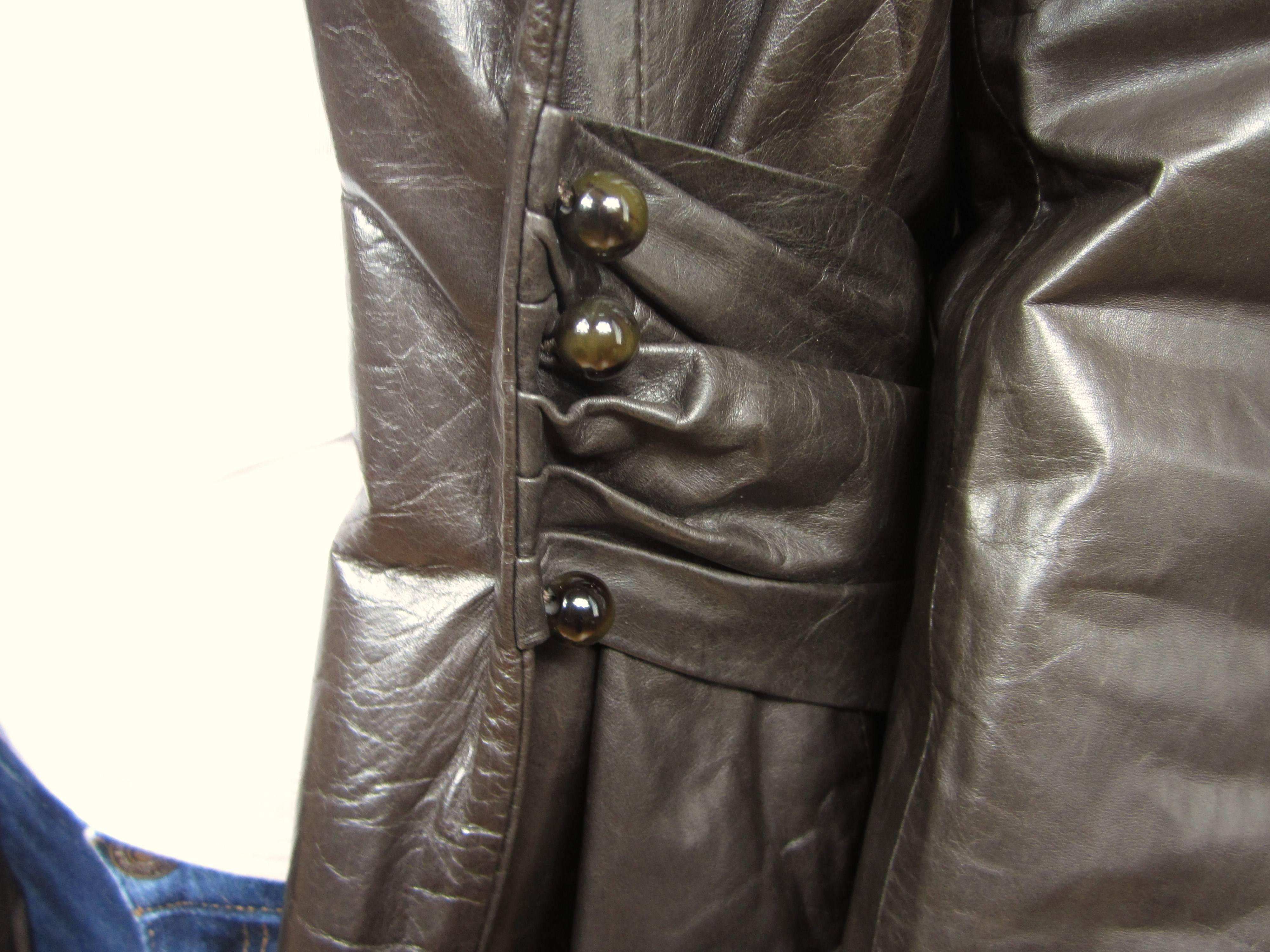 Women's Bill Blass Jacket Brown Leather Riding Blazer Never Worn 1990s For Sale