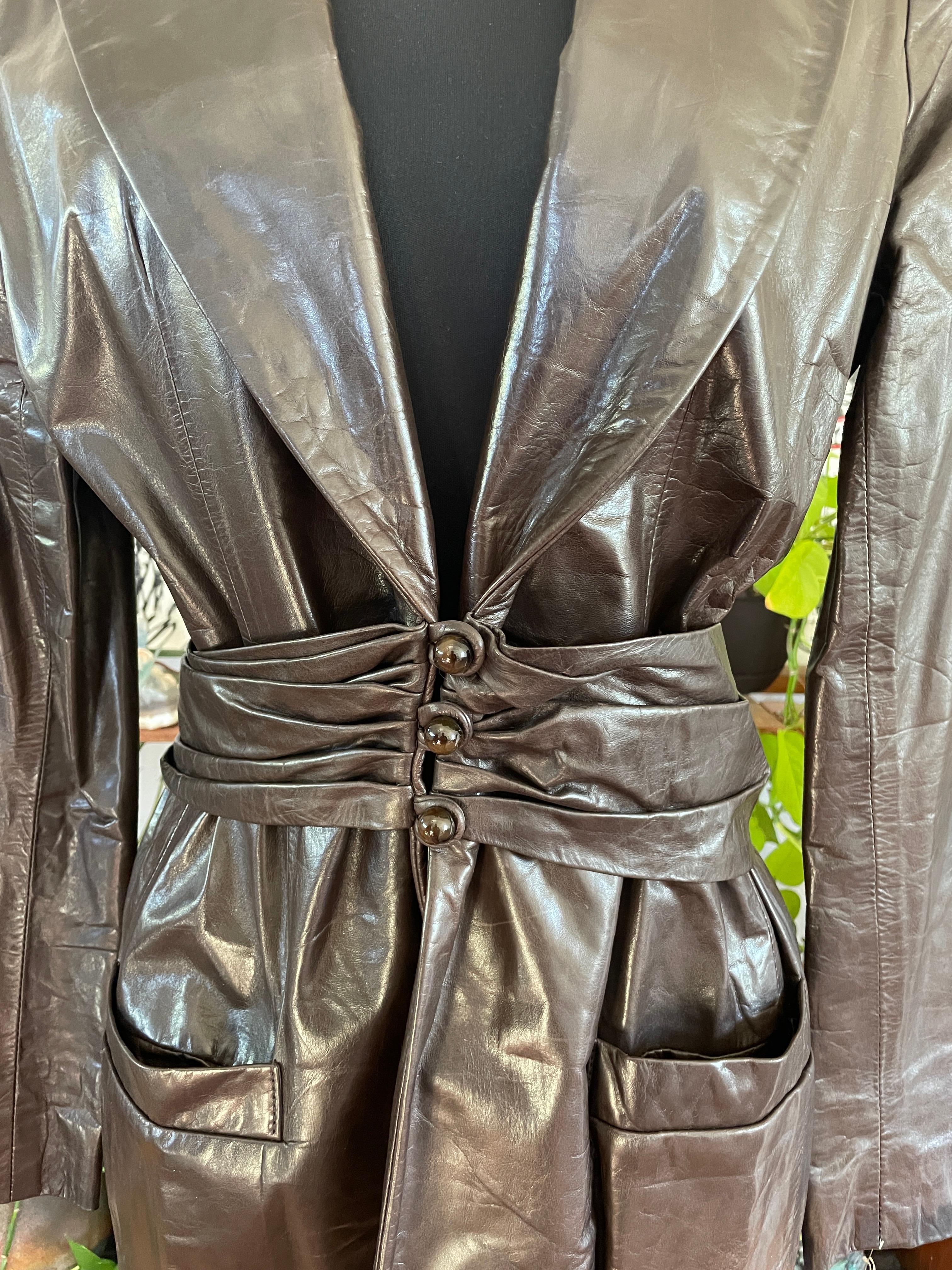Bill Blass Jacket Brown Leather Riding Blazer Never Worn 1990s For Sale 2